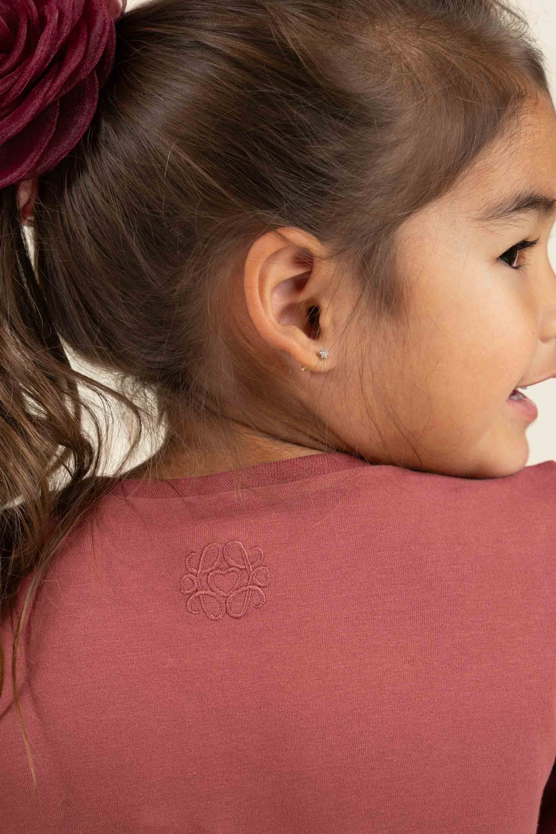 Jersey-bluse med flæser - Kids - Vintage Red | 100860 Talia