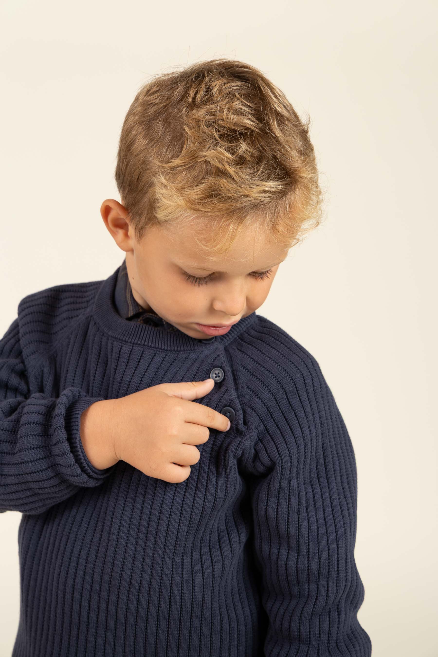 Strikket Bomuldssweater - Kids - Navy | 100693 Jett