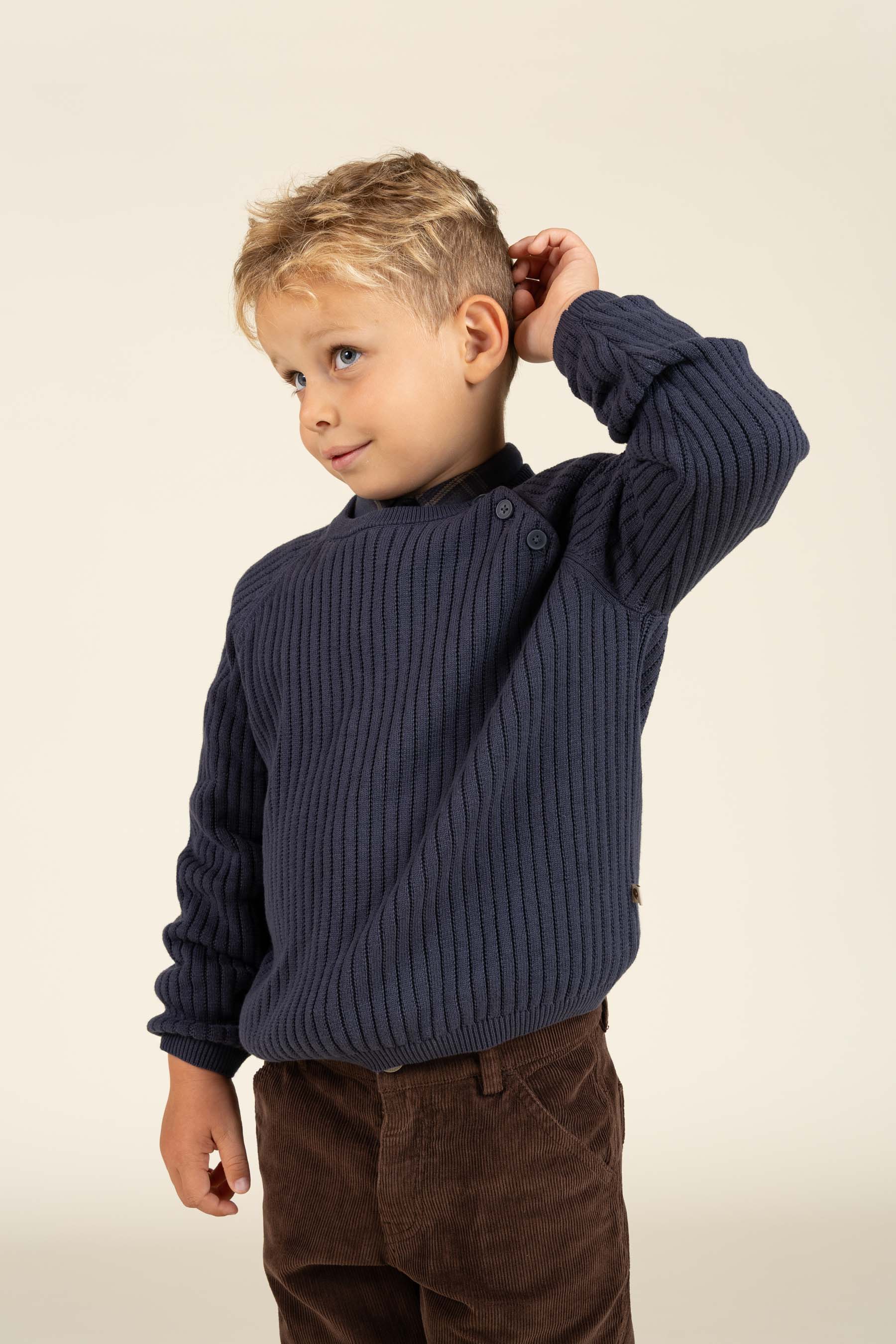 Strikket Bomuldssweater - Kids - Navy | 100693 Jett