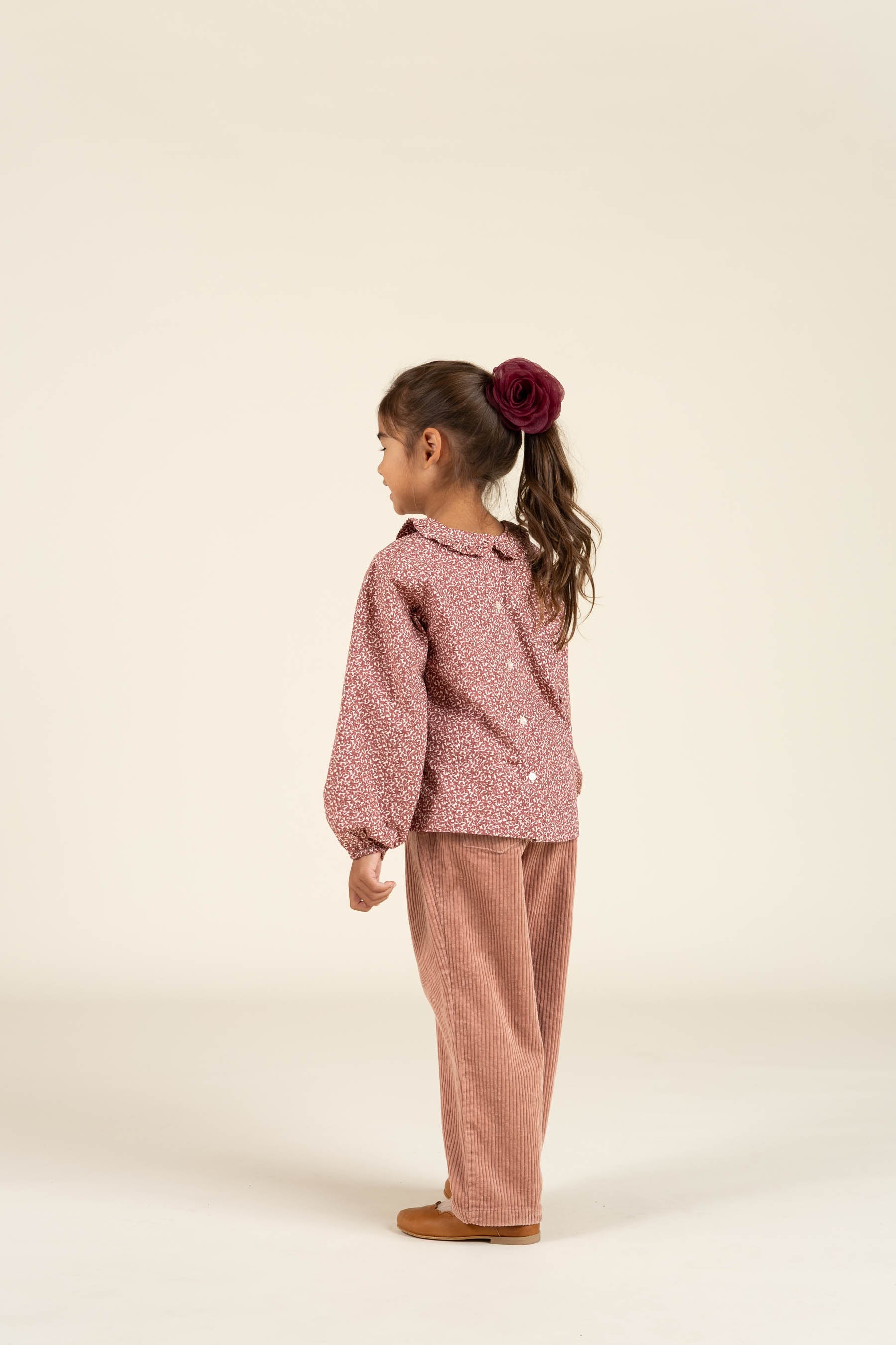 Bluse i bomulds-poplin med Print og Krave - Kids - Vintage Red | 100799 Allie