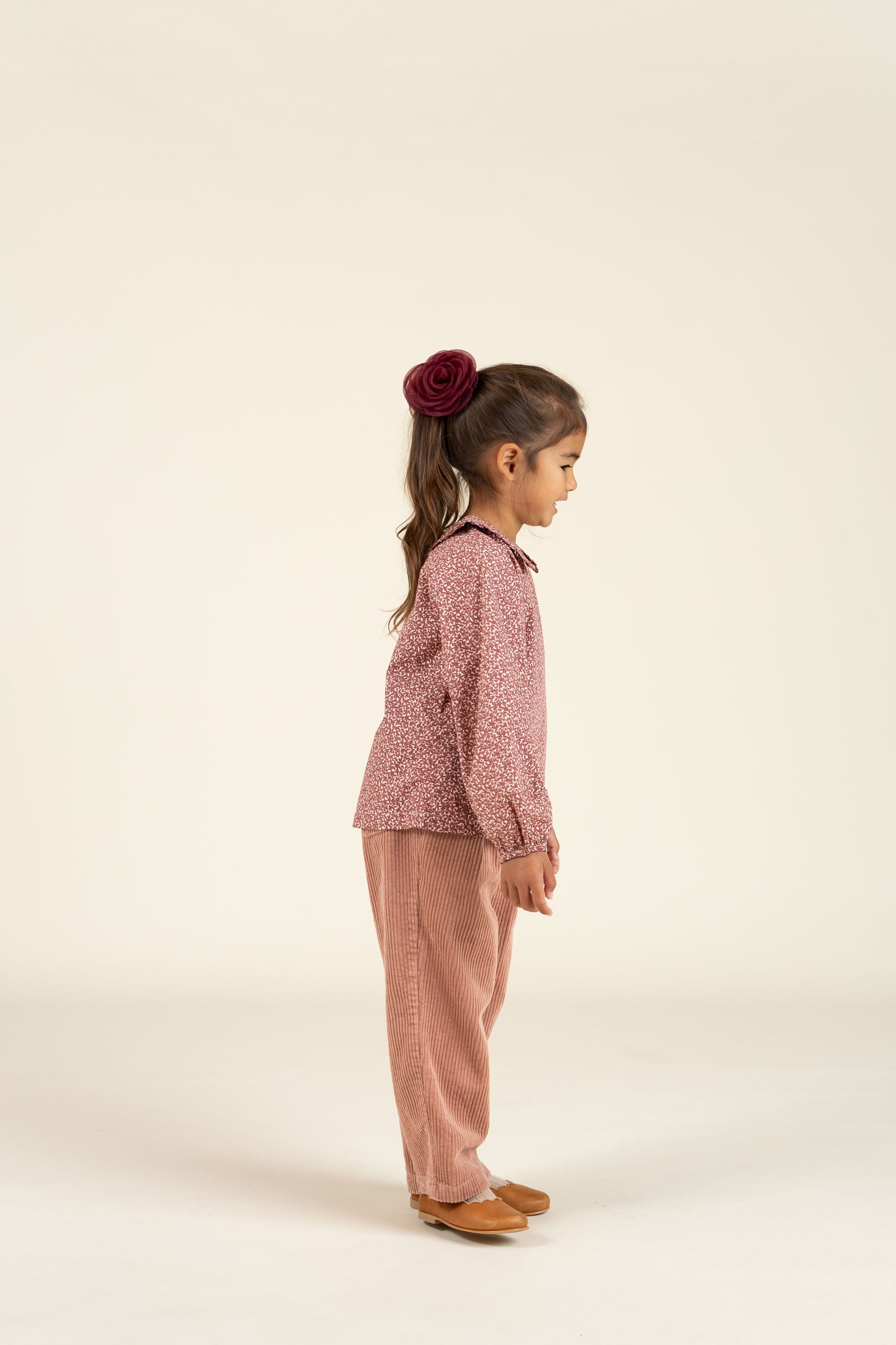 Bluse i bomulds-poplin med Print og Krave - Kids - Vintage Red | 100799 Allie