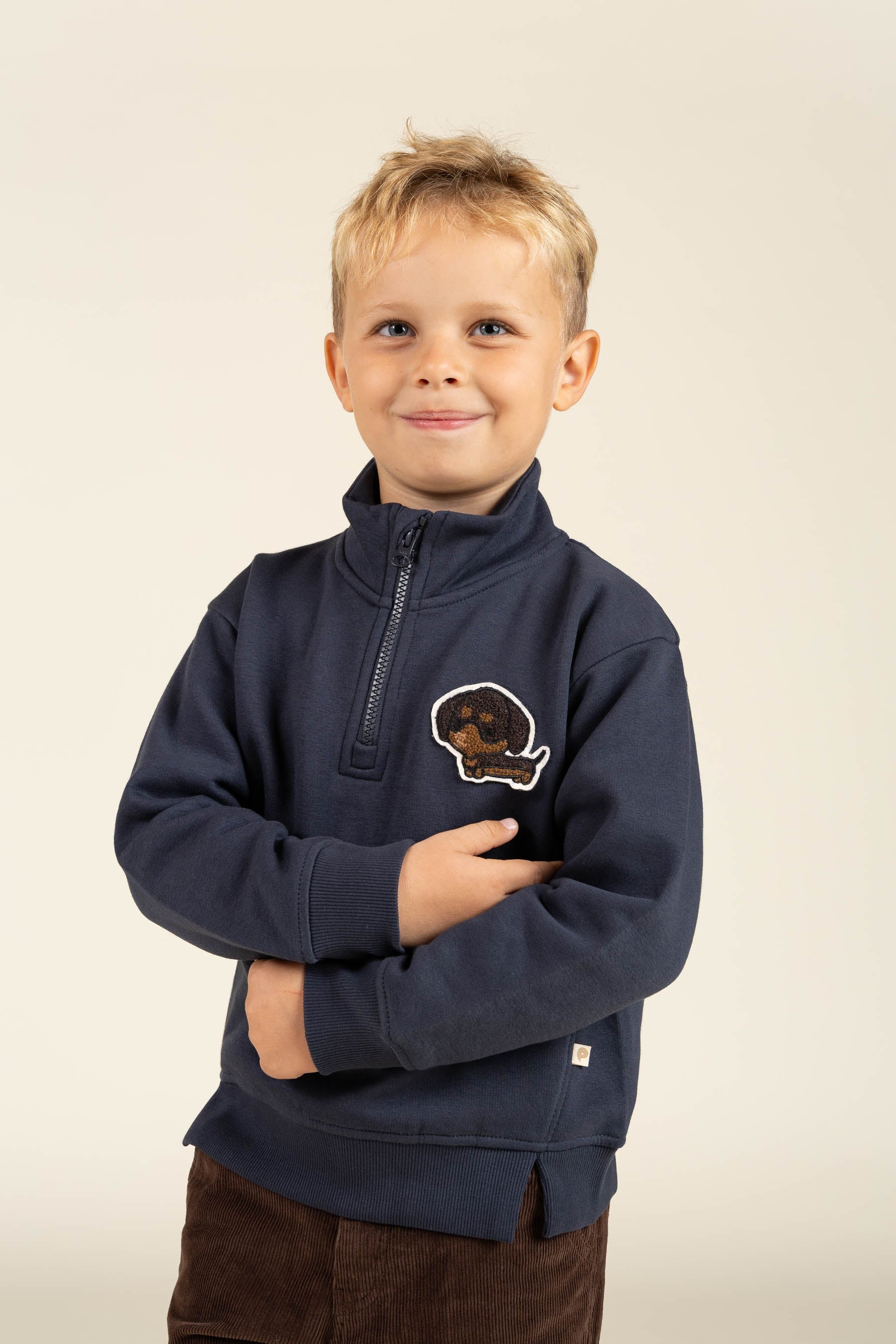 Sweatshirt med kort lynlås - Kids - Navy | 100806 Tristan