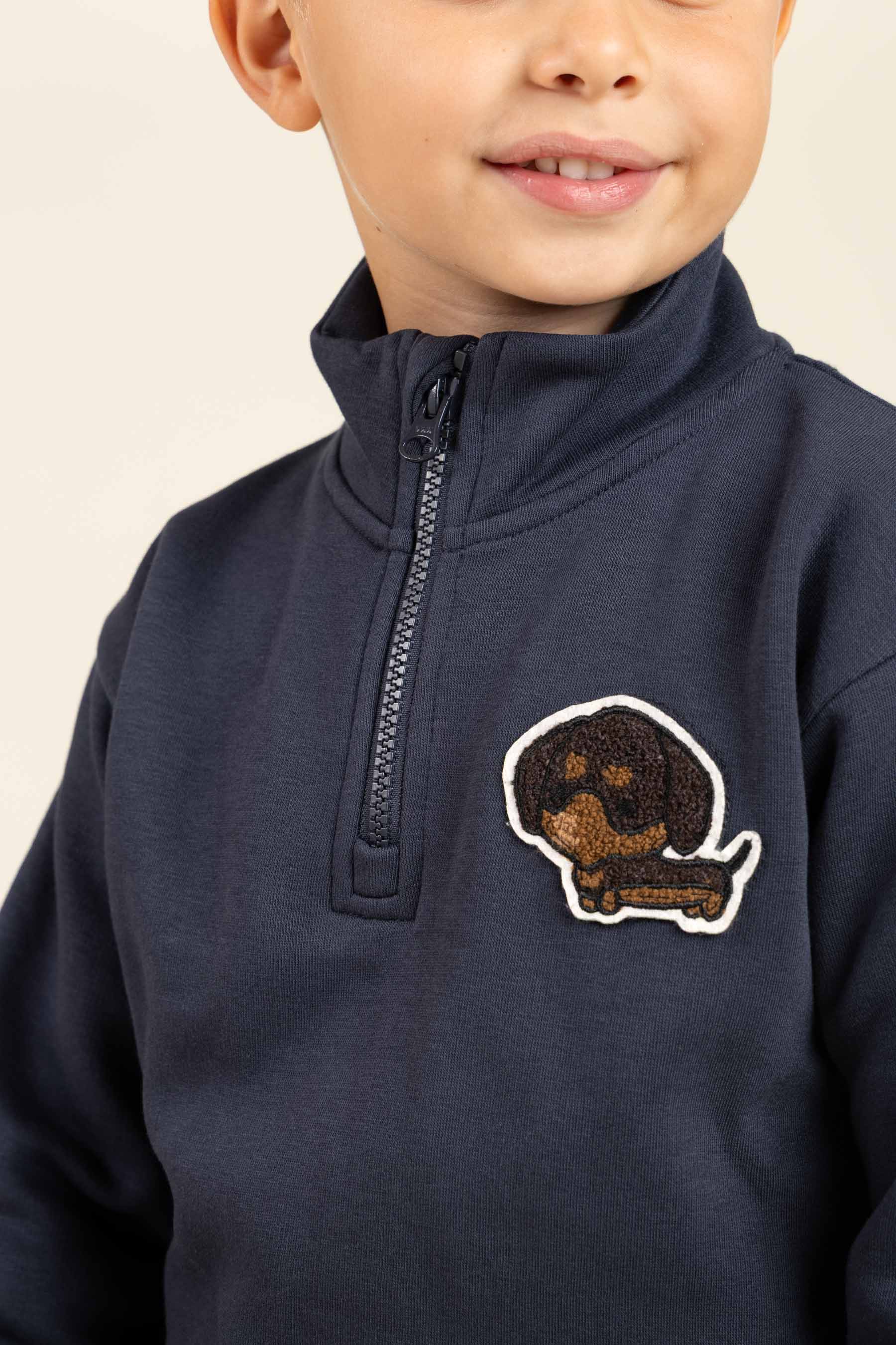 Sweatshirt med kort lynlås - Kids - Navy | 100806 Tristan