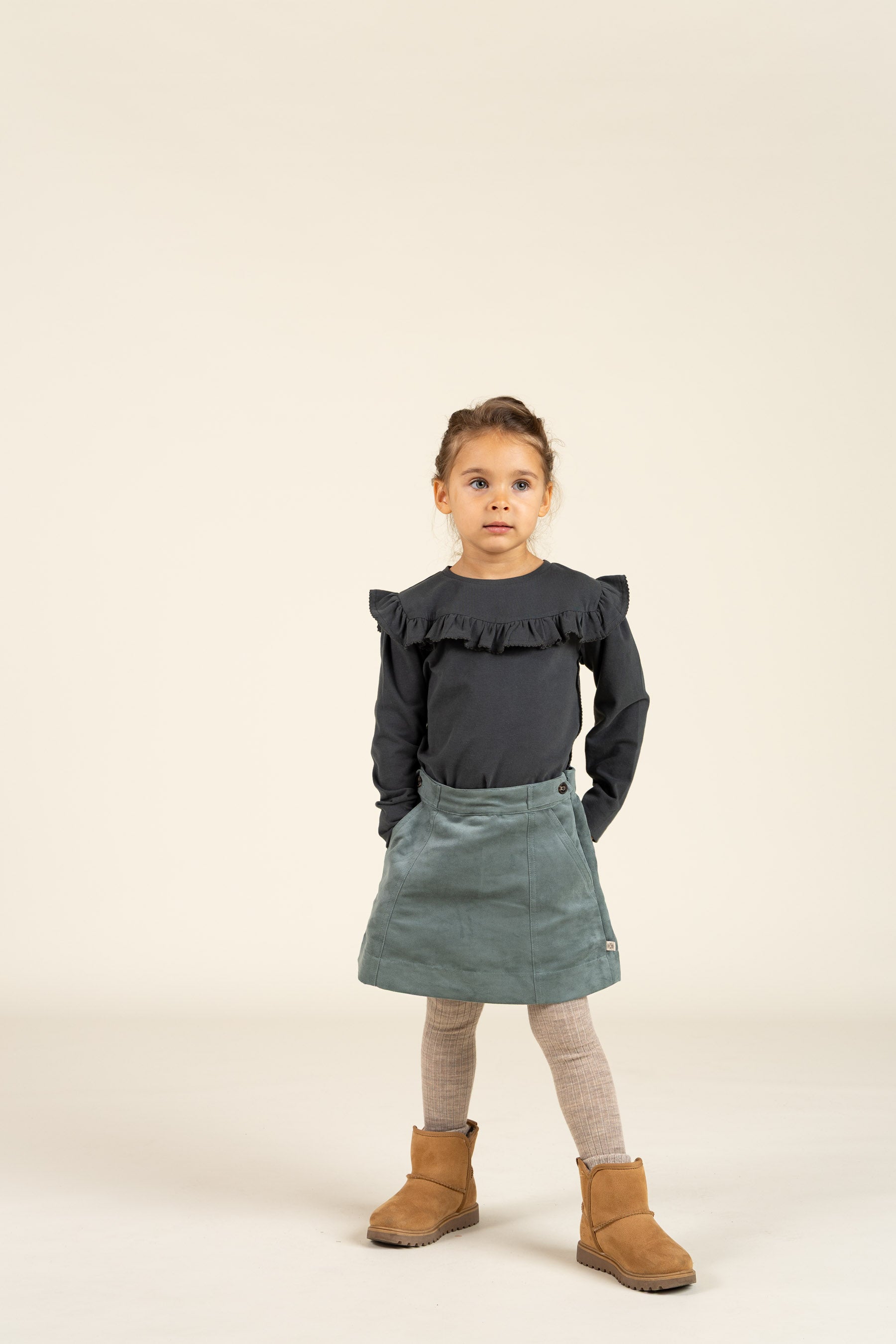 Nederdel i imiteret ruskind - Kids - Dusty Dark Green | 100594 Selene