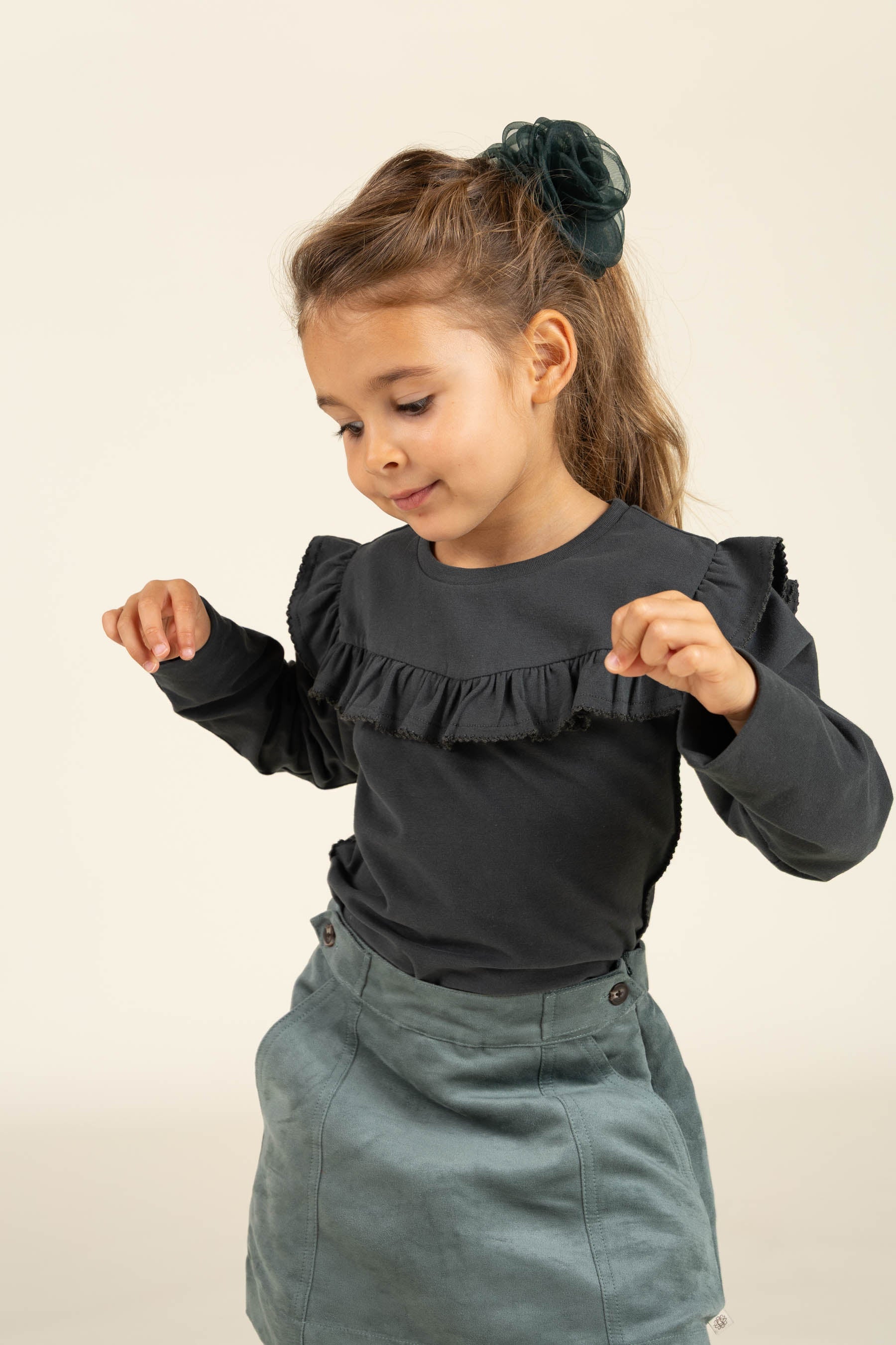 Nederdel i imiteret ruskind - Kids - Dusty Dark Green | 100594 Selene