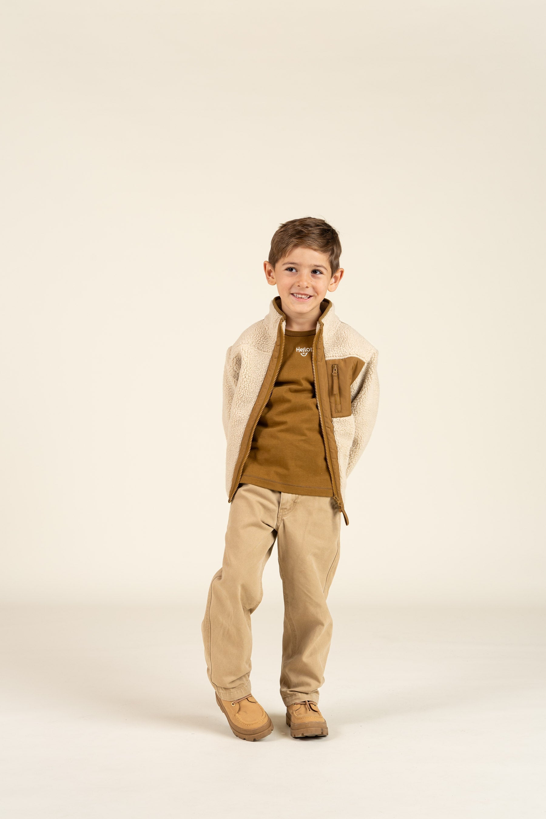 Langærmet T-shirt med Broderi - Kids - Walnut | 100854 Brandon