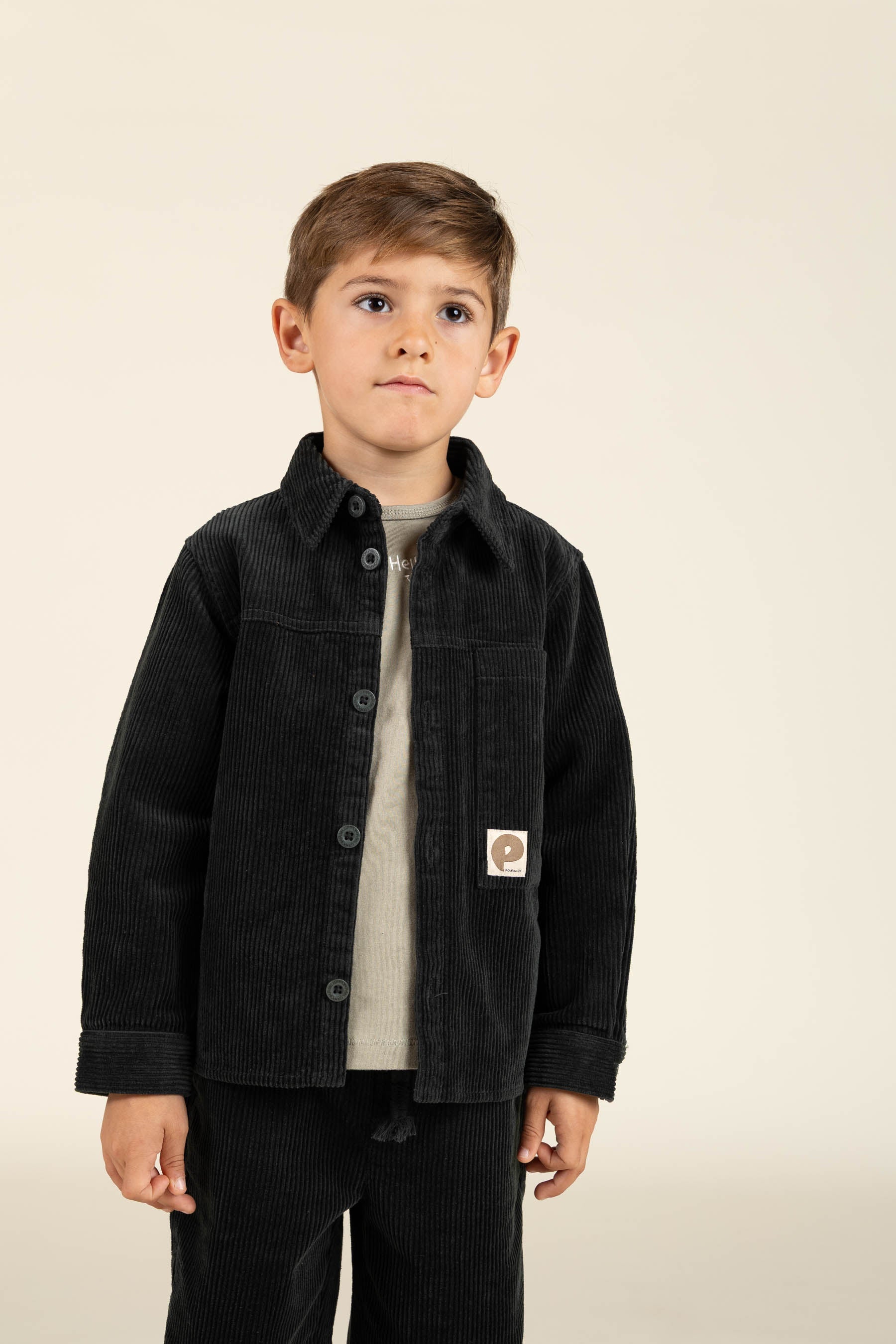 Langærmet T-shirt med Broderi - Kids - Dusty Green | 100856 Brandon
