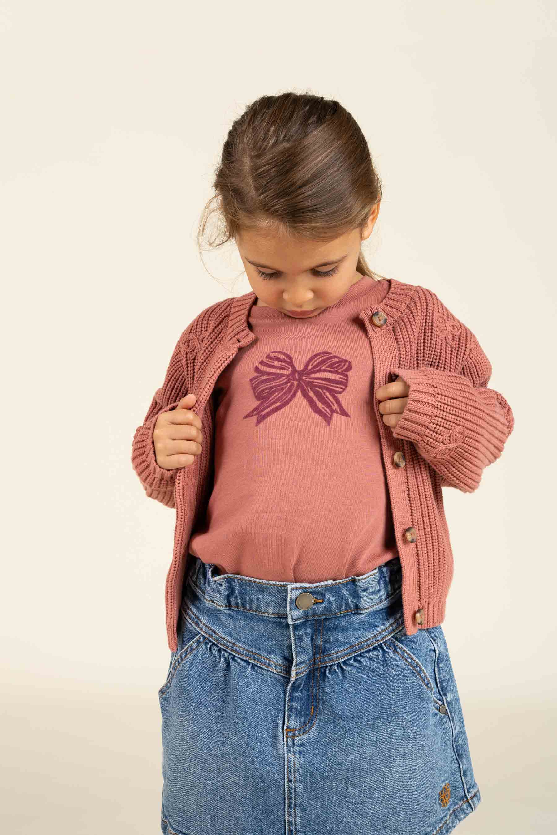 Langærmet T-shirt  med Print - Kids - Old Rose | 100846 Kendell