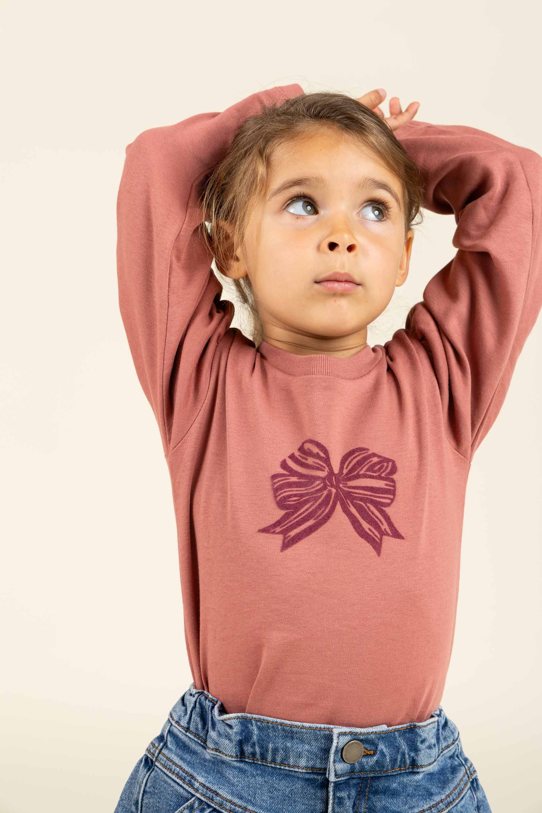 Langærmet T-shirt  med Print - Kids - Old Rose | 100846 Kendell