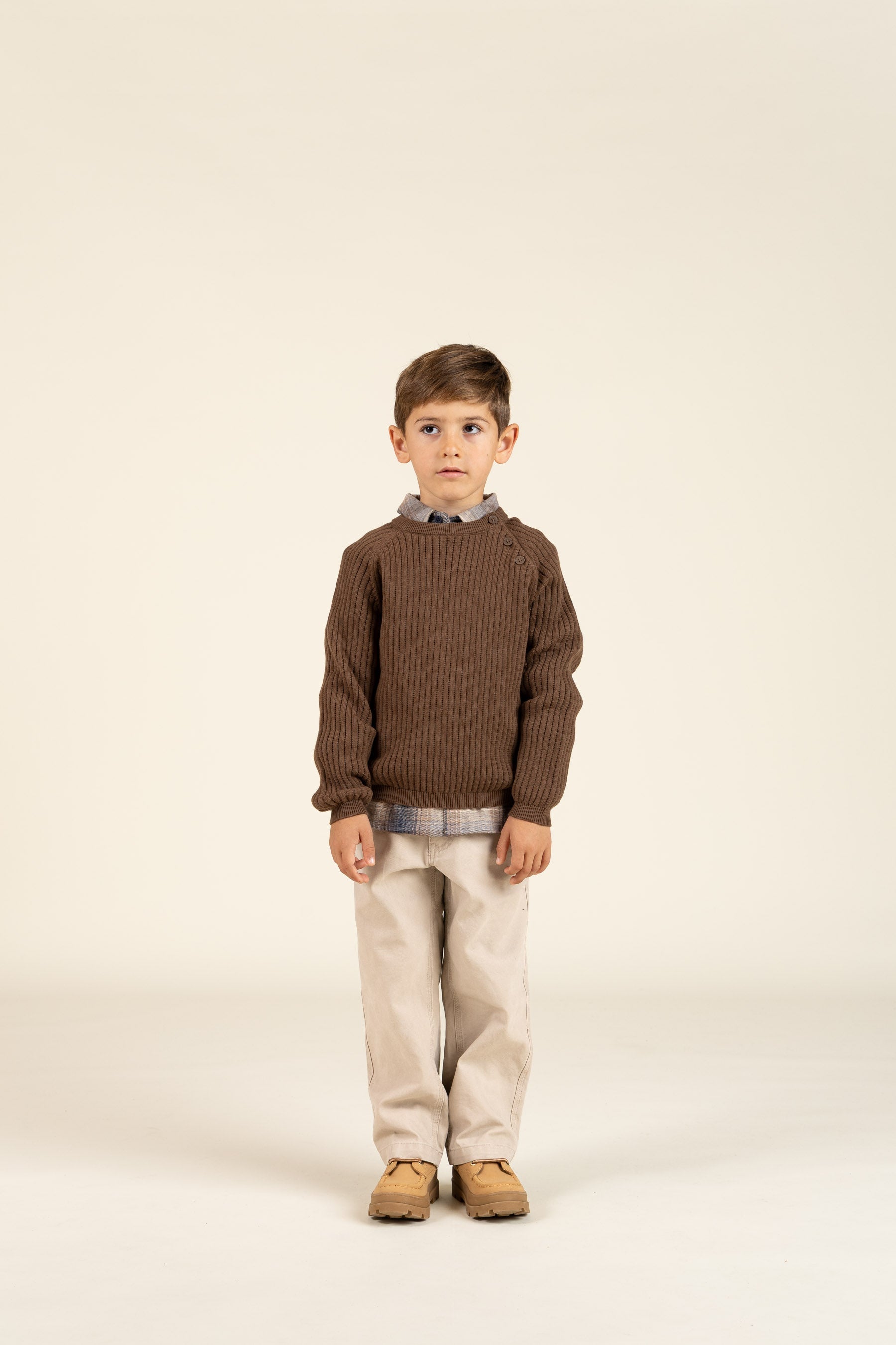 Strikket Bomuldssweater - Kids - Coffee | 100691 Jett