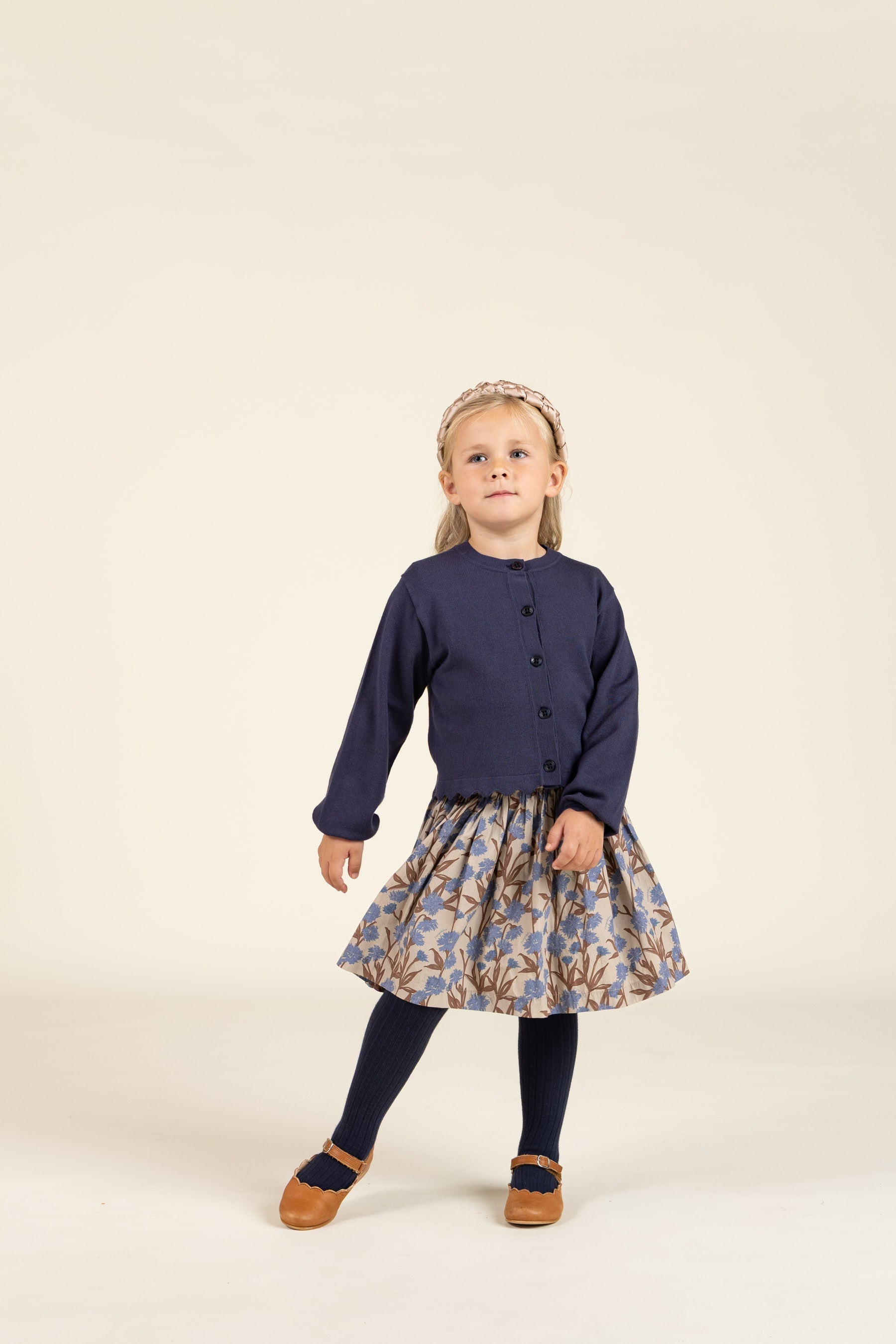 Nederdel i Printet bomulds-poplin - Kids - Blue / Brown | 100715 Amy