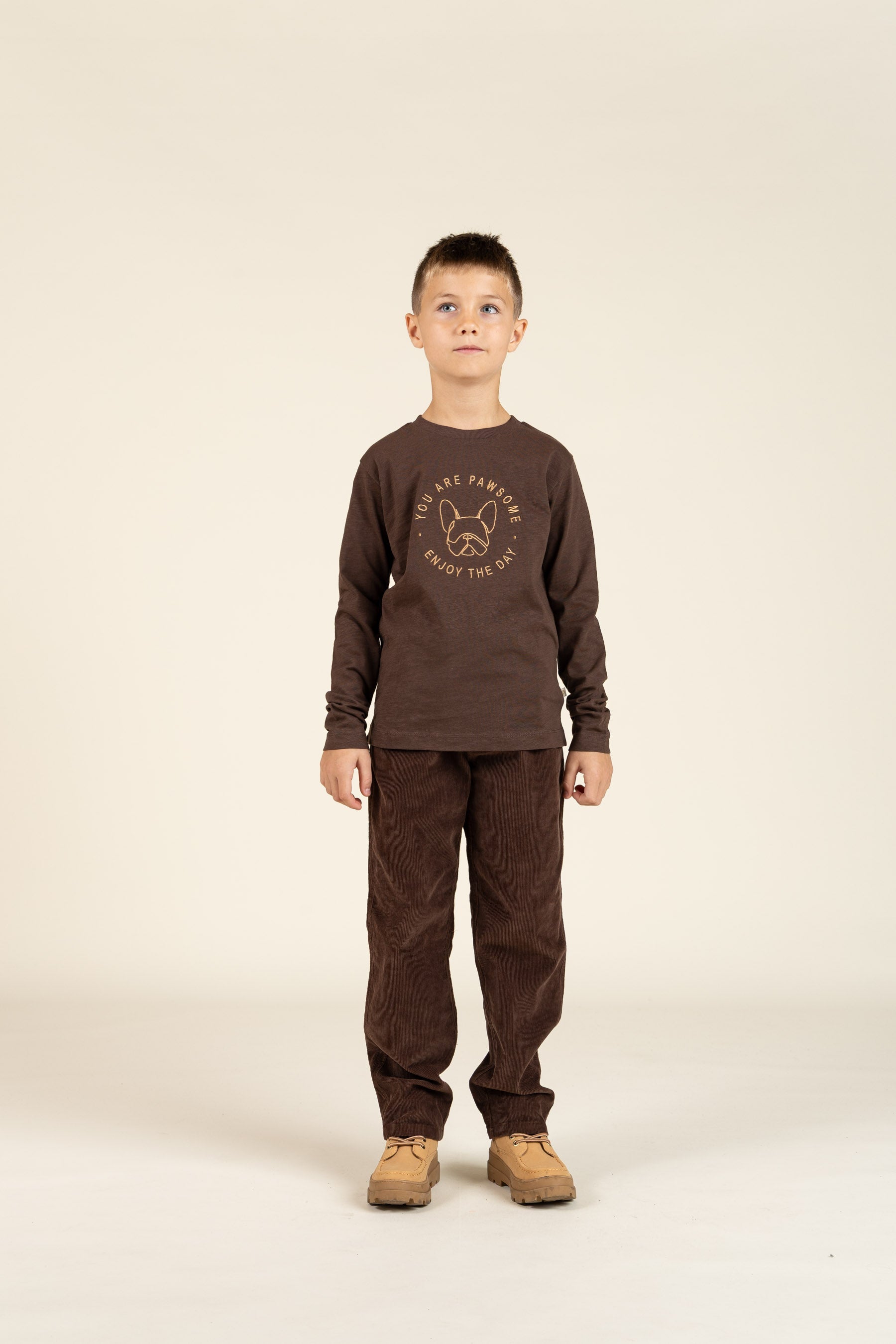 Langærmet T-shirt i Slub Jersey - Tween - Chocolate | 100833 Kevin