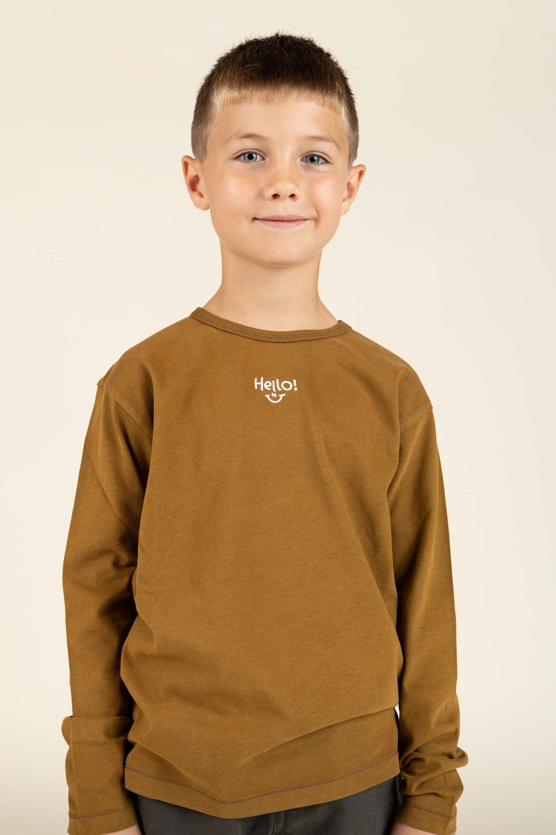 Langærmet T-shirt med Broderi - Tween - Walnut | 100855 Brandon