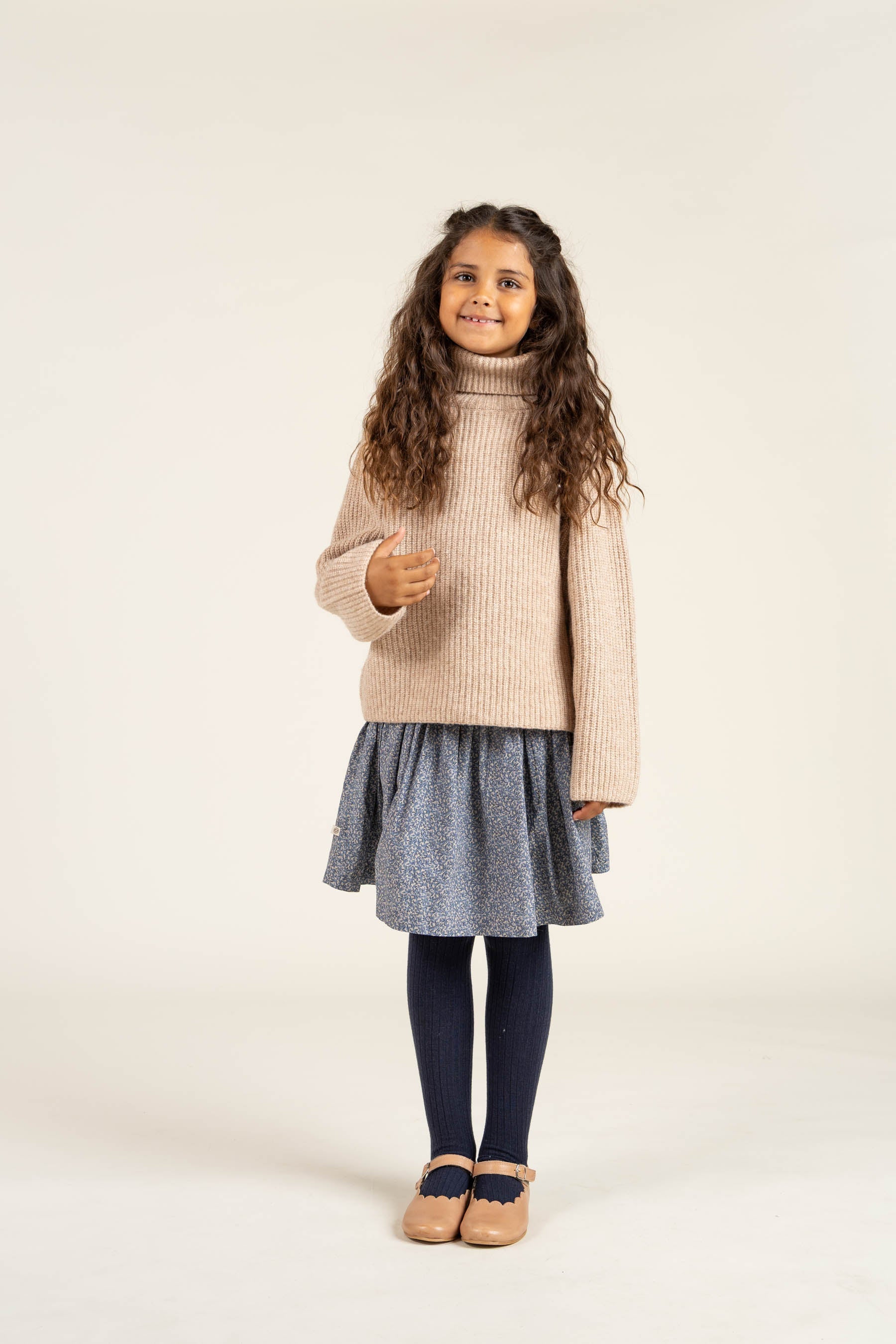 Nederdel i Printet bomulds-poplin - Tween - Blue | 100795 Allie