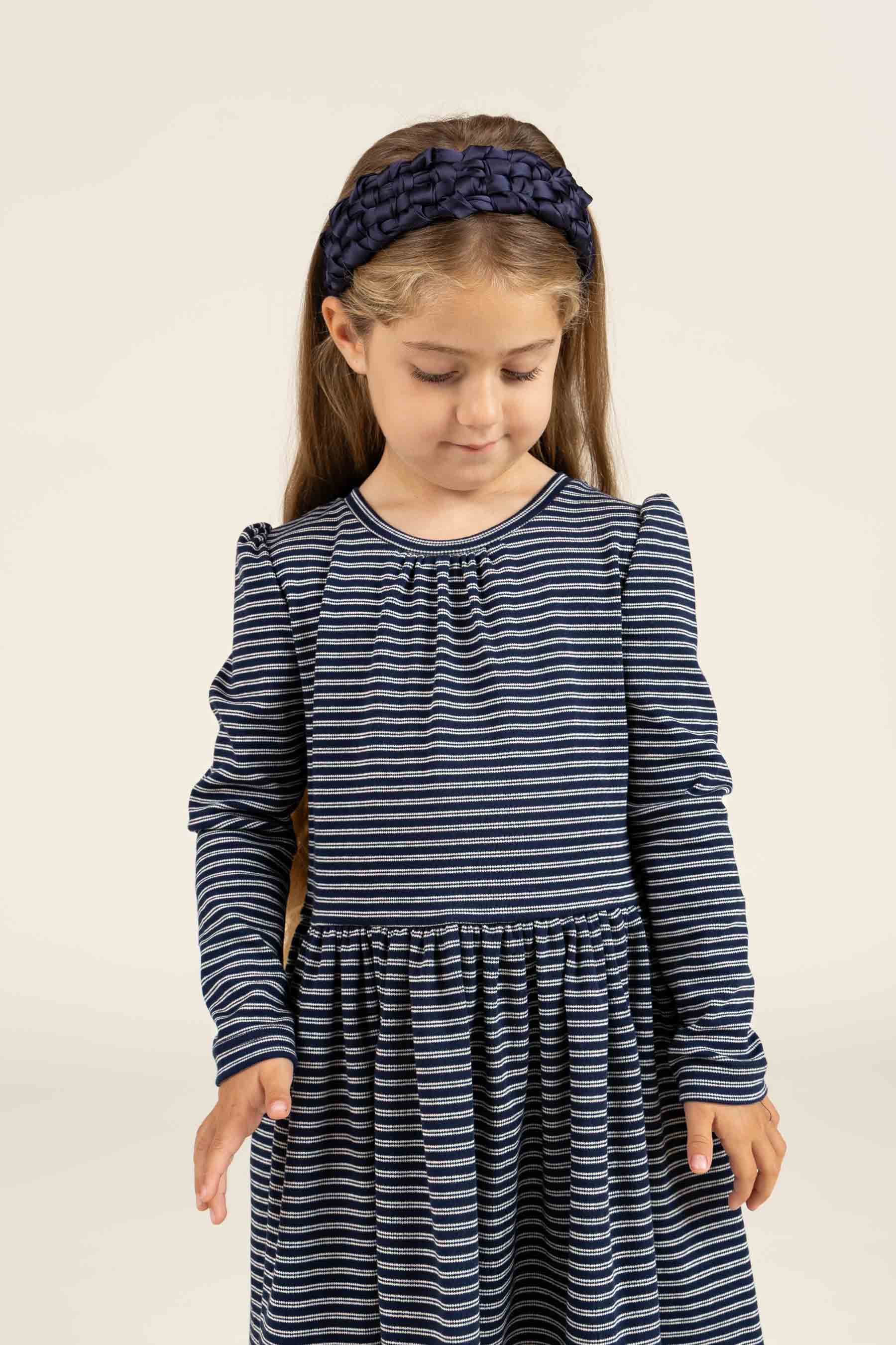 Stribet Jersey Kjole - Kids - Navy Stripe | 100652 Elise