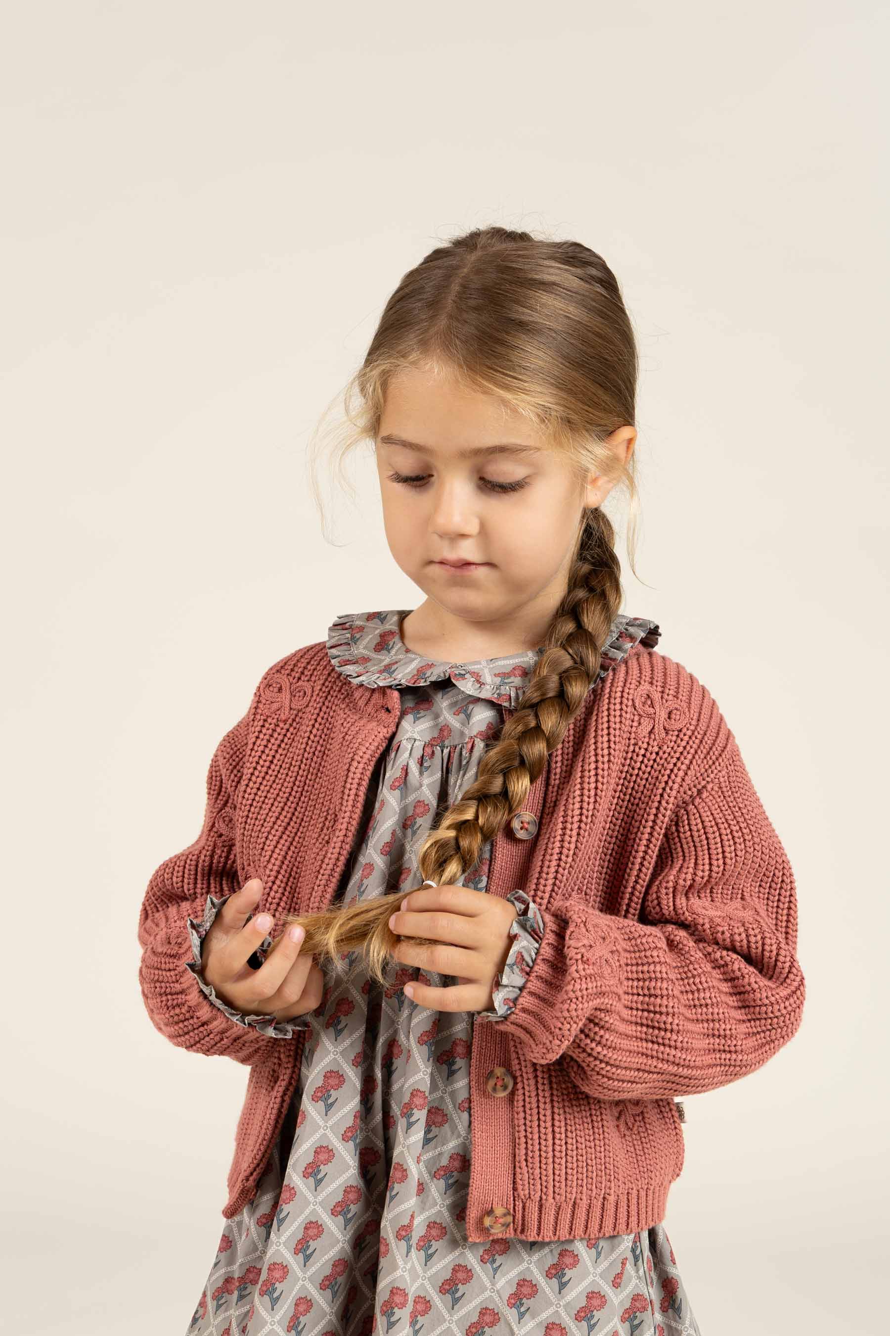 Kjole i bomulds-poplin med Print - Kids - Green w. Vintage Red | 100802 Amine