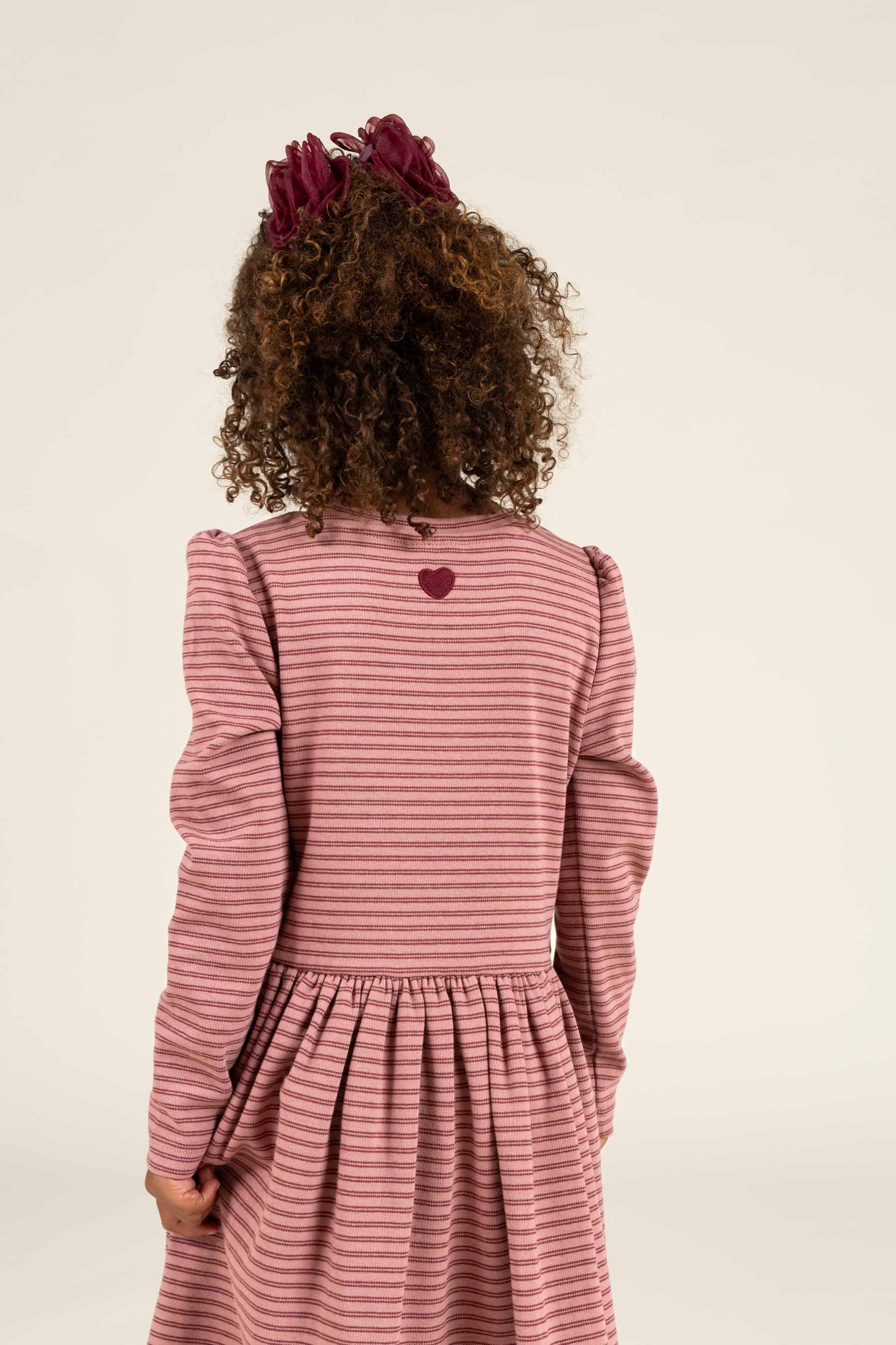 Stribet Jersey Kjole - Kids - Rose Stripe | 100650 Elise