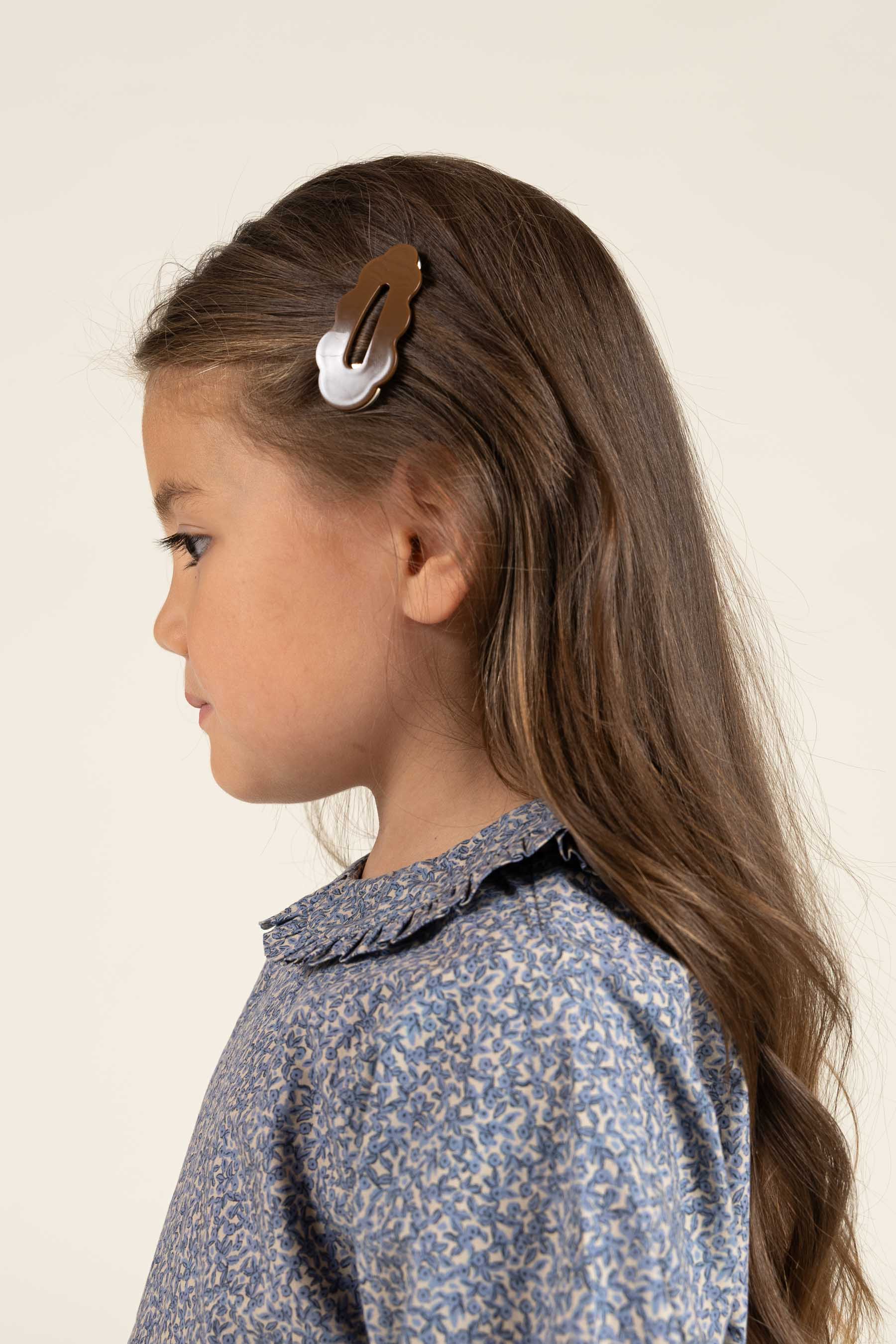 Bluse i bomulds-poplin med Print og Krave - Kids - Blue | 100798 Allie