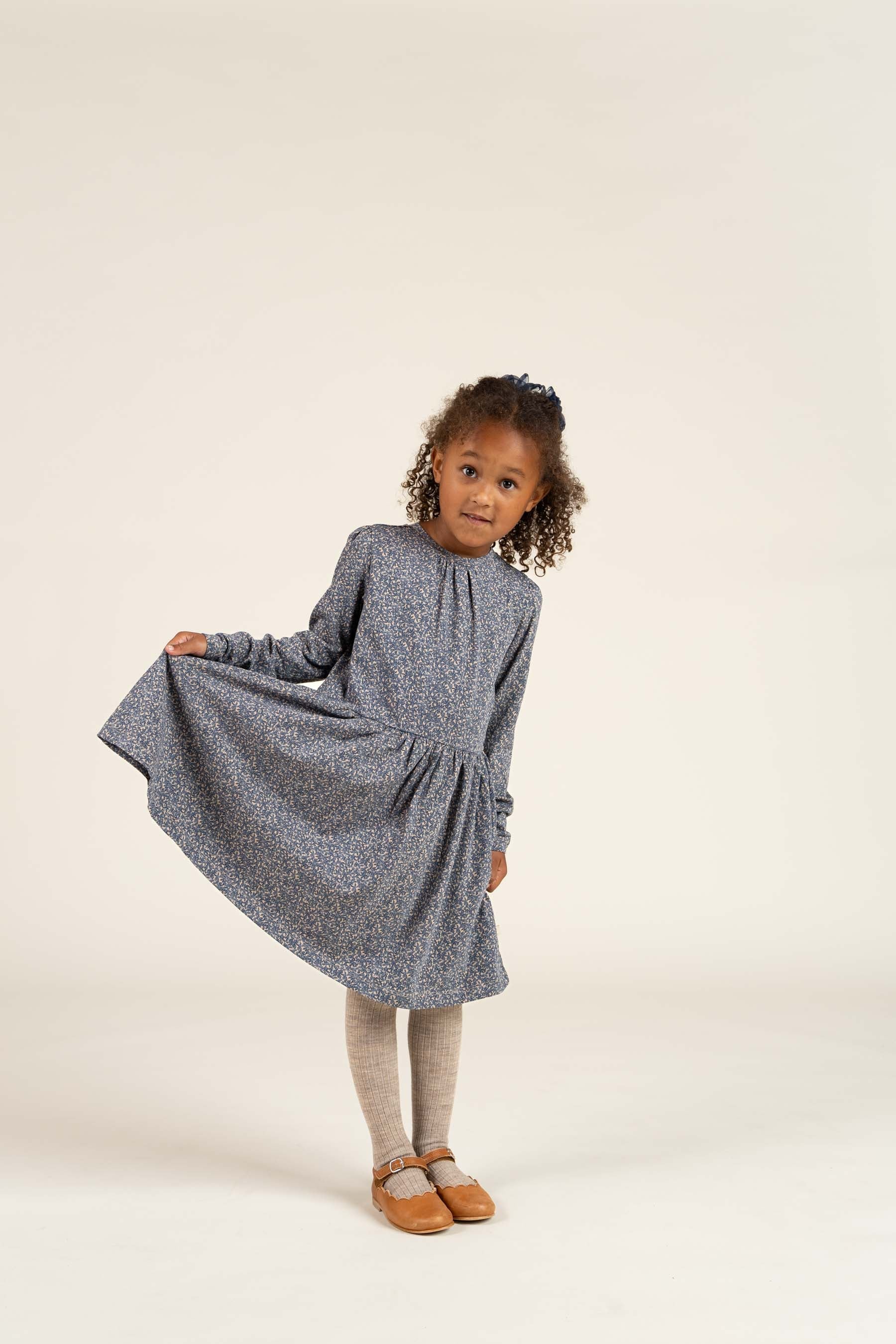 Kjole i Printet Jersey - Kids - Blue | 100764 Ada