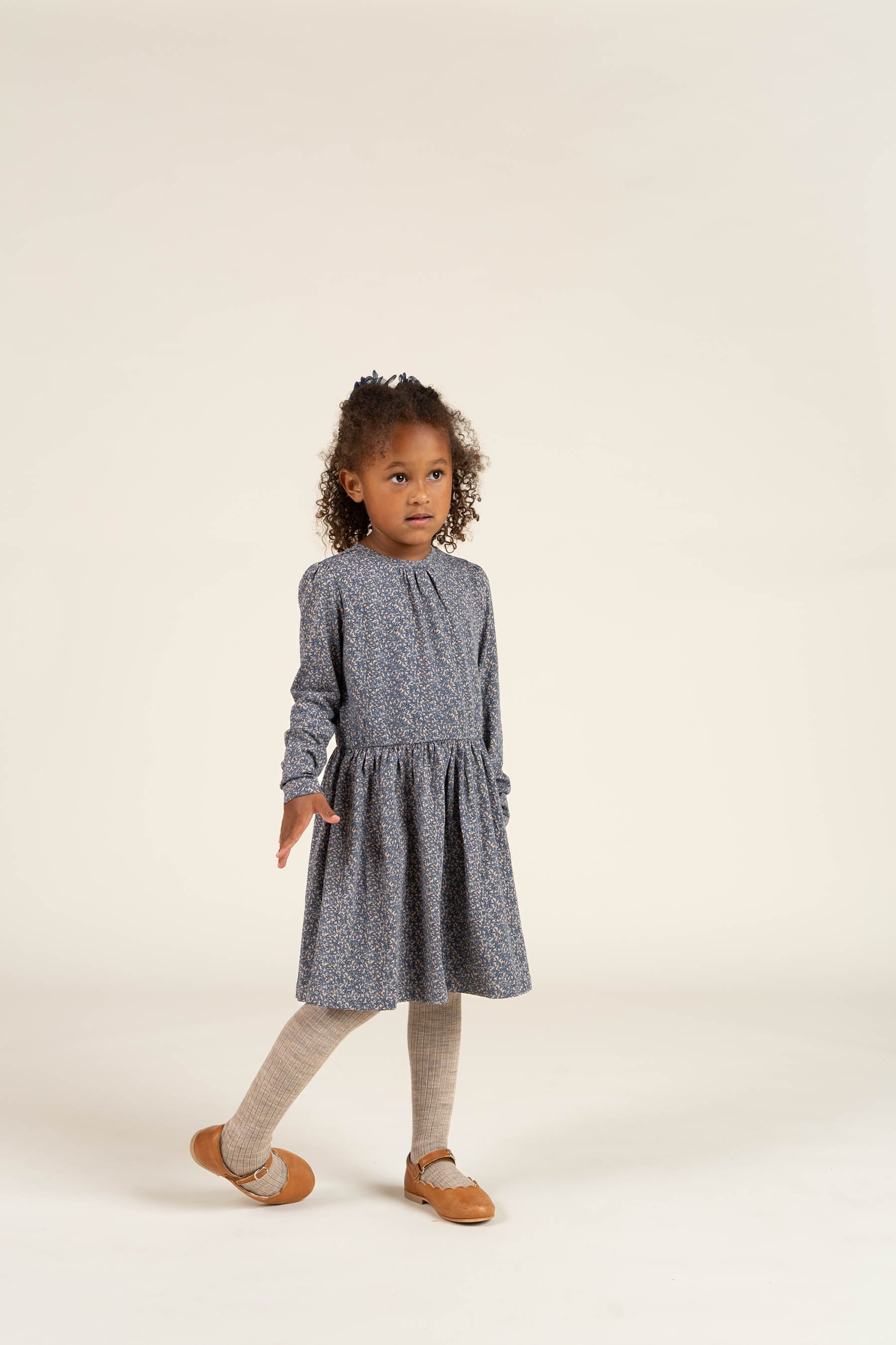 Kjole i Printet Jersey - Kids - Blue | 100764 Ada