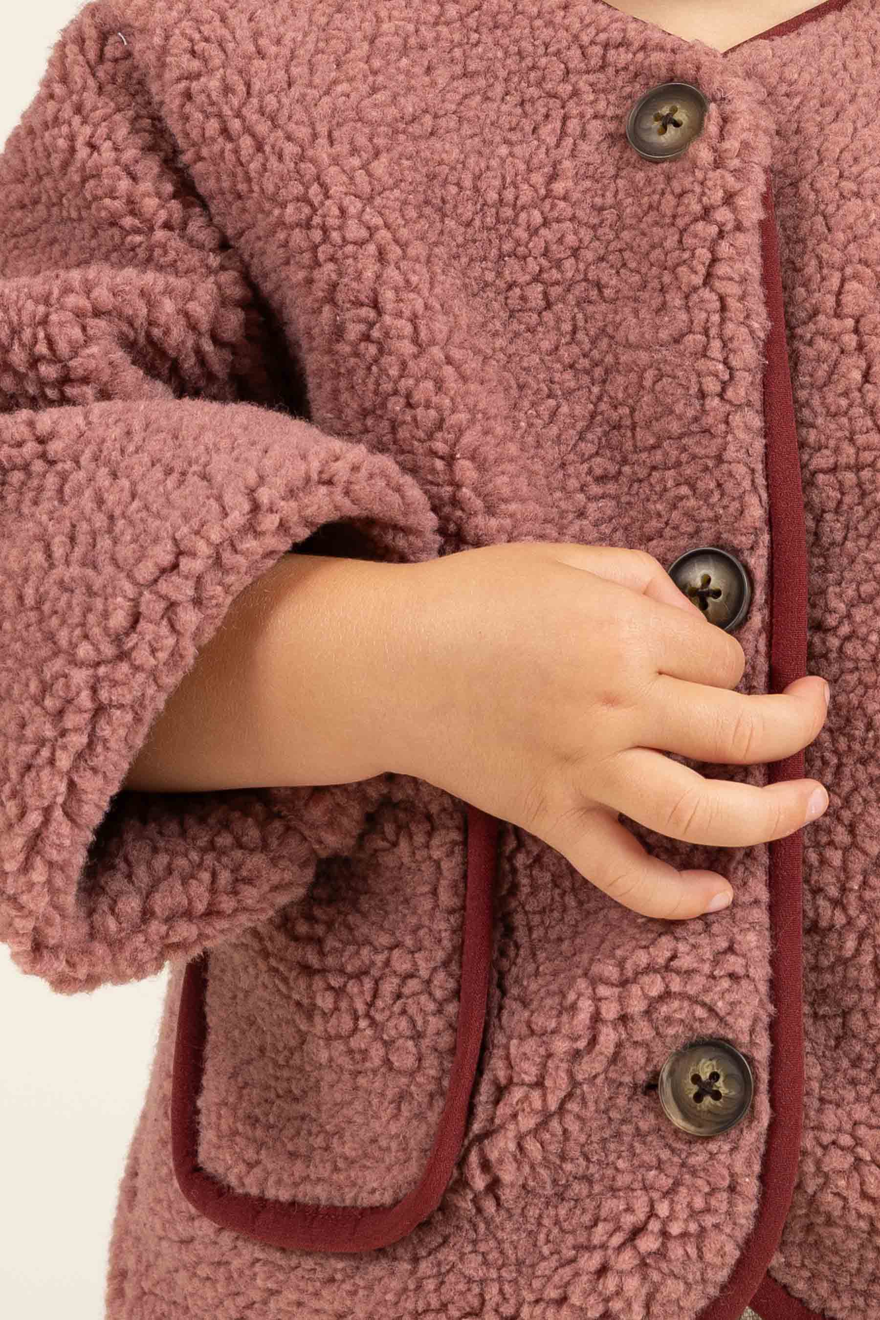 Teddyjakke med knapper - Kids - Old Rose | 100628 Mayfield