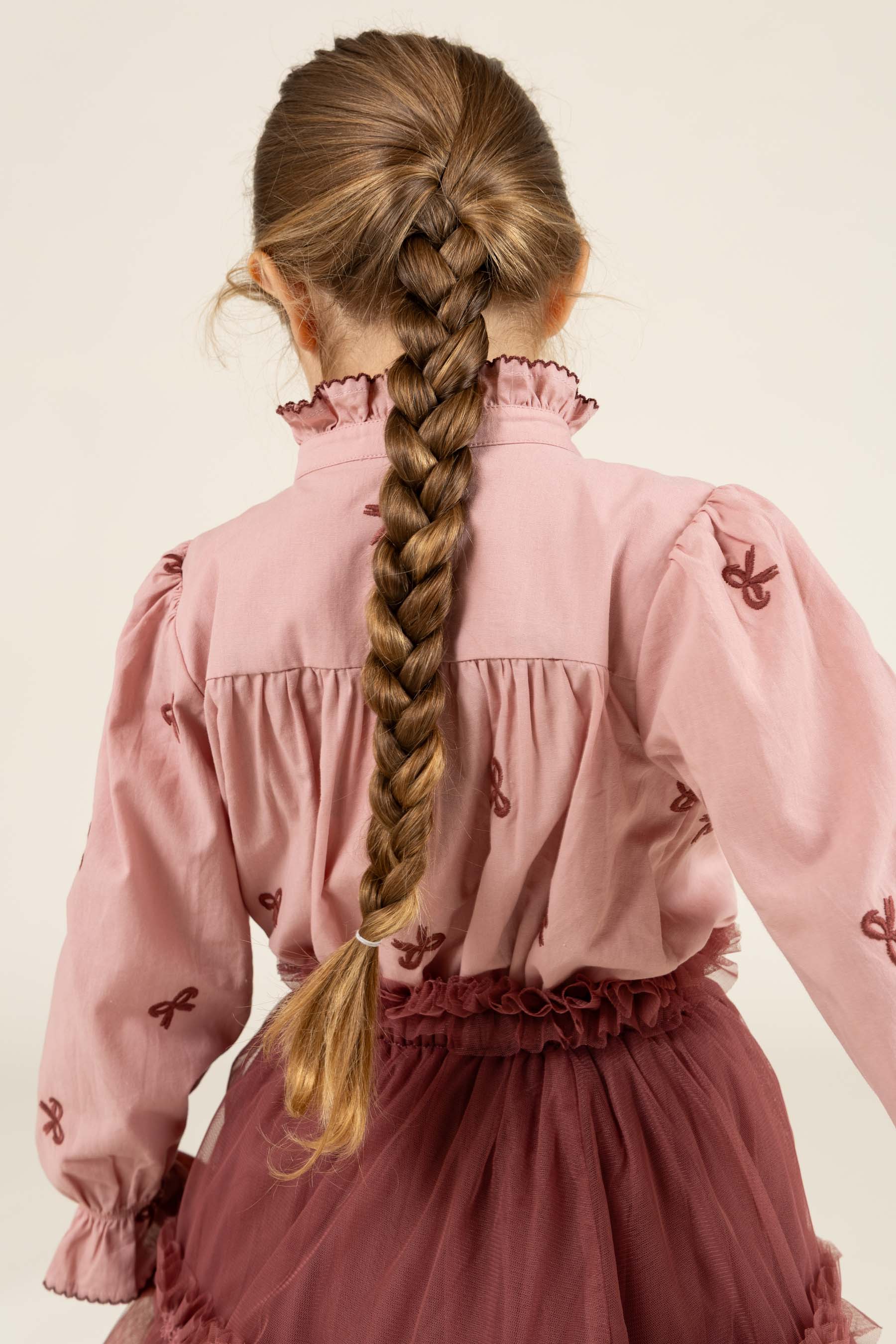Poplin-bluse med broderi - Kids - Rose | 100677 Adison