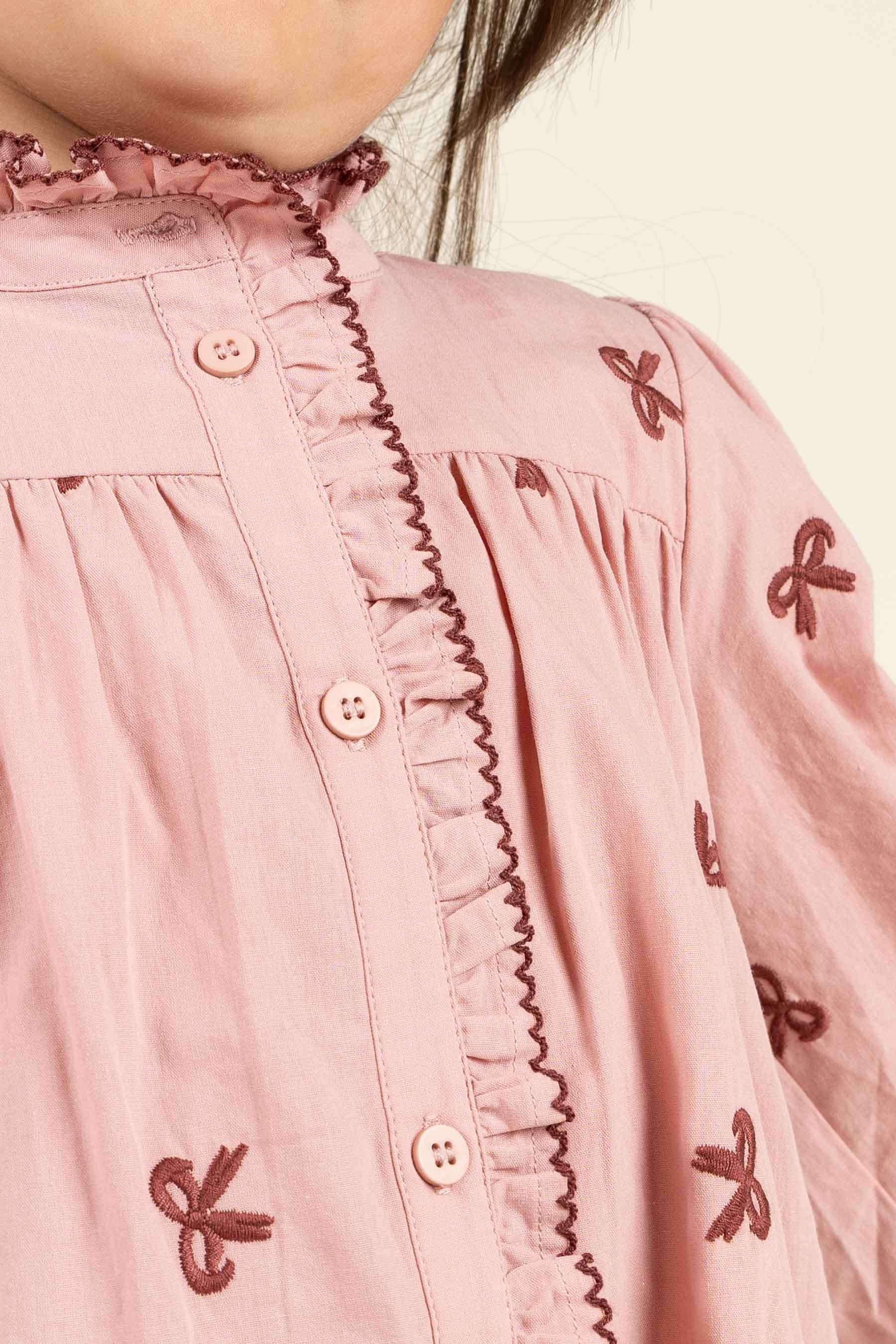 Poplin-kjole med broderi - Kids - Rose | 100681 Adison