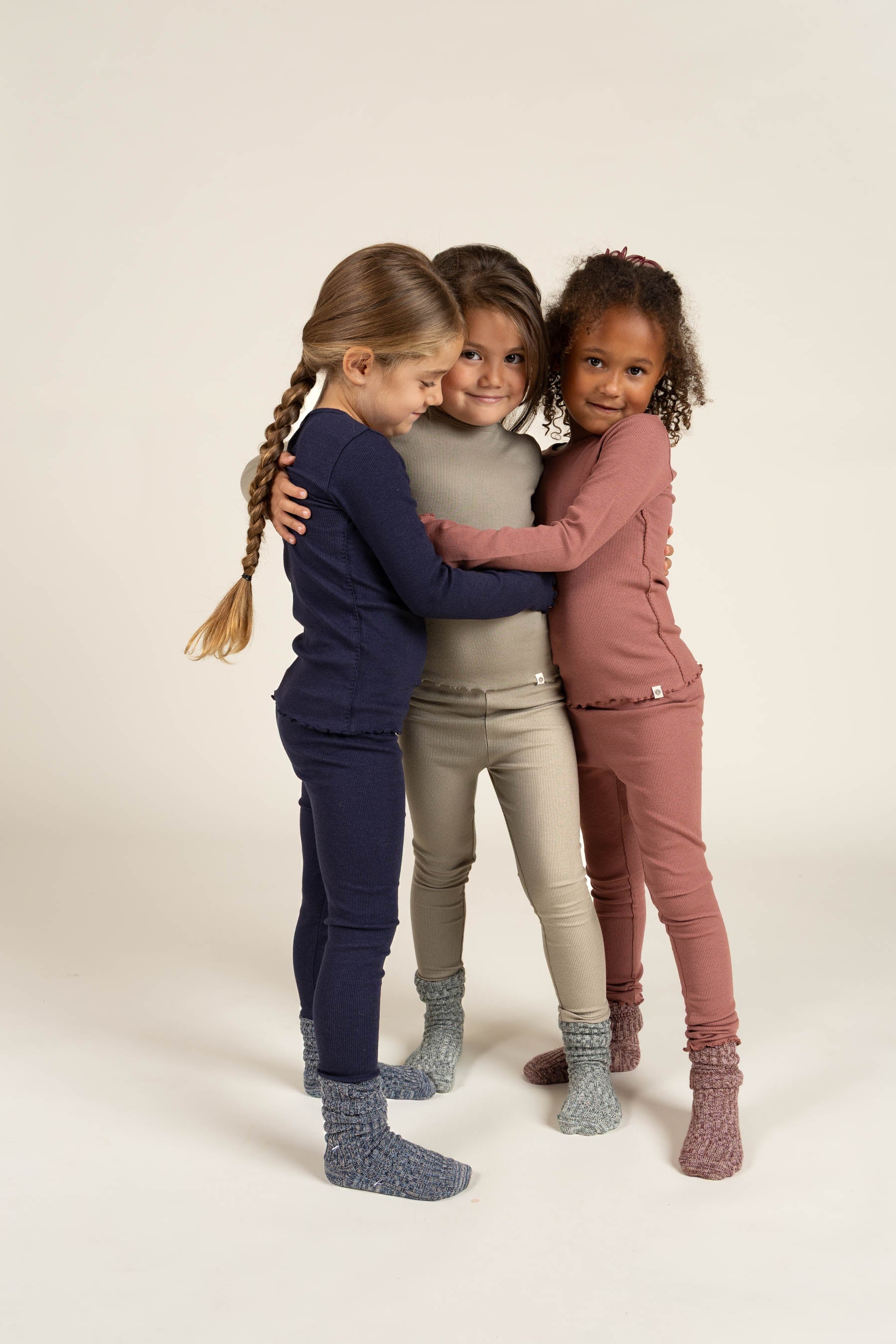 Langærmet Rib T-shirt i Modal med picot-kant - Kids - Old Rose | 100578 Mia