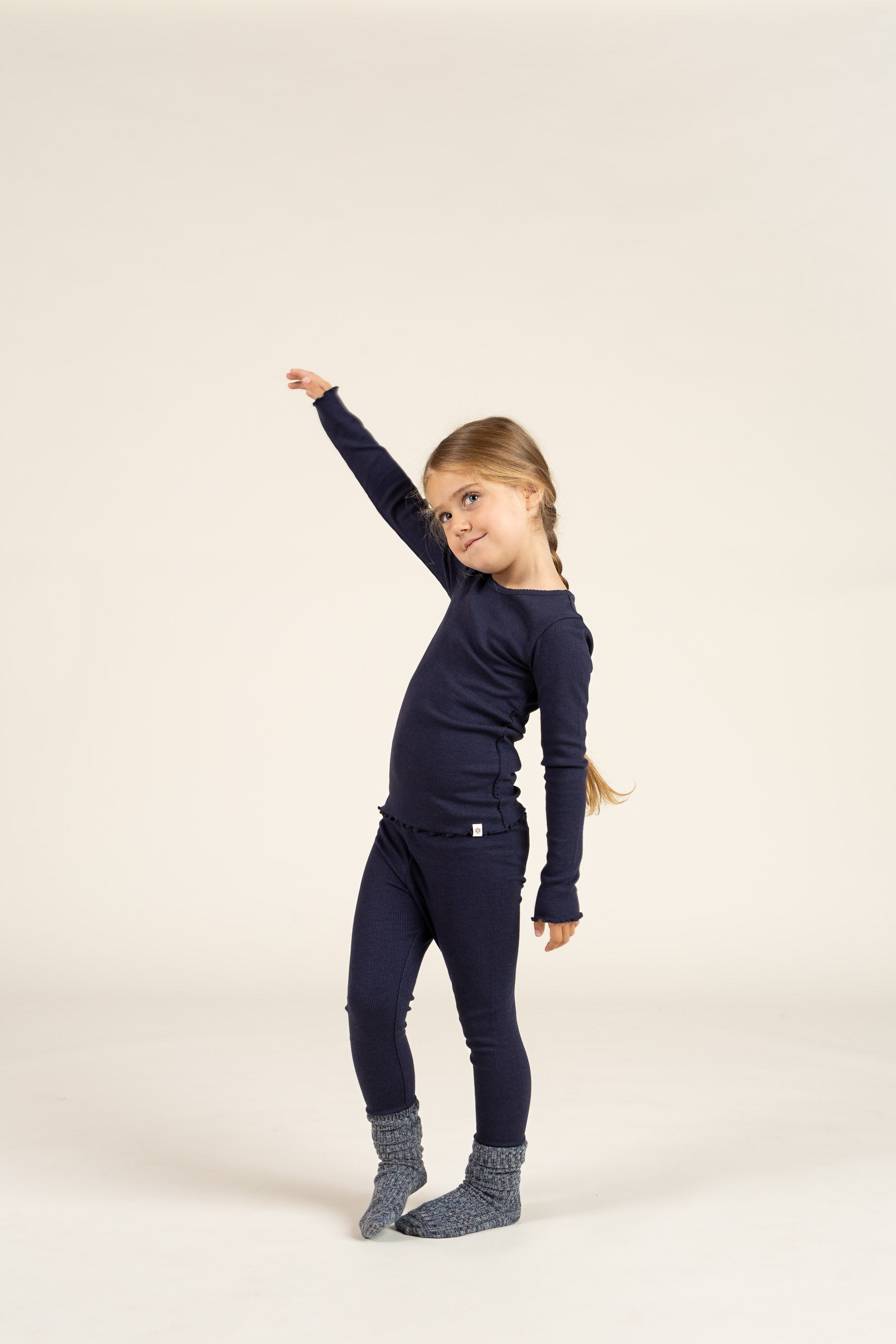 Rib-leggings i Modal - Kids - Navy | 100588 Mia
