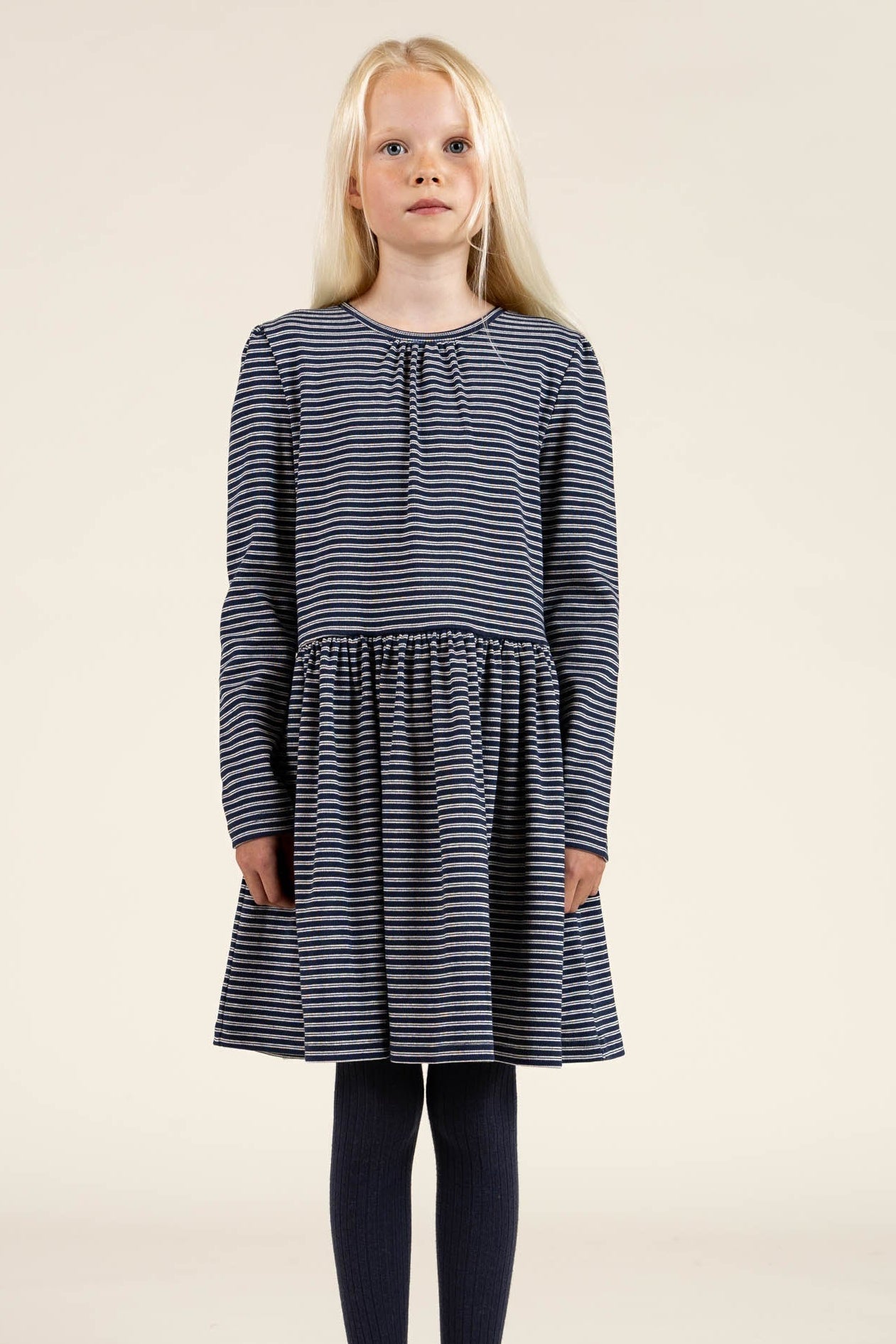Stribet Jersey Kjole - Tween - Navy Stripe | 100653 Elise