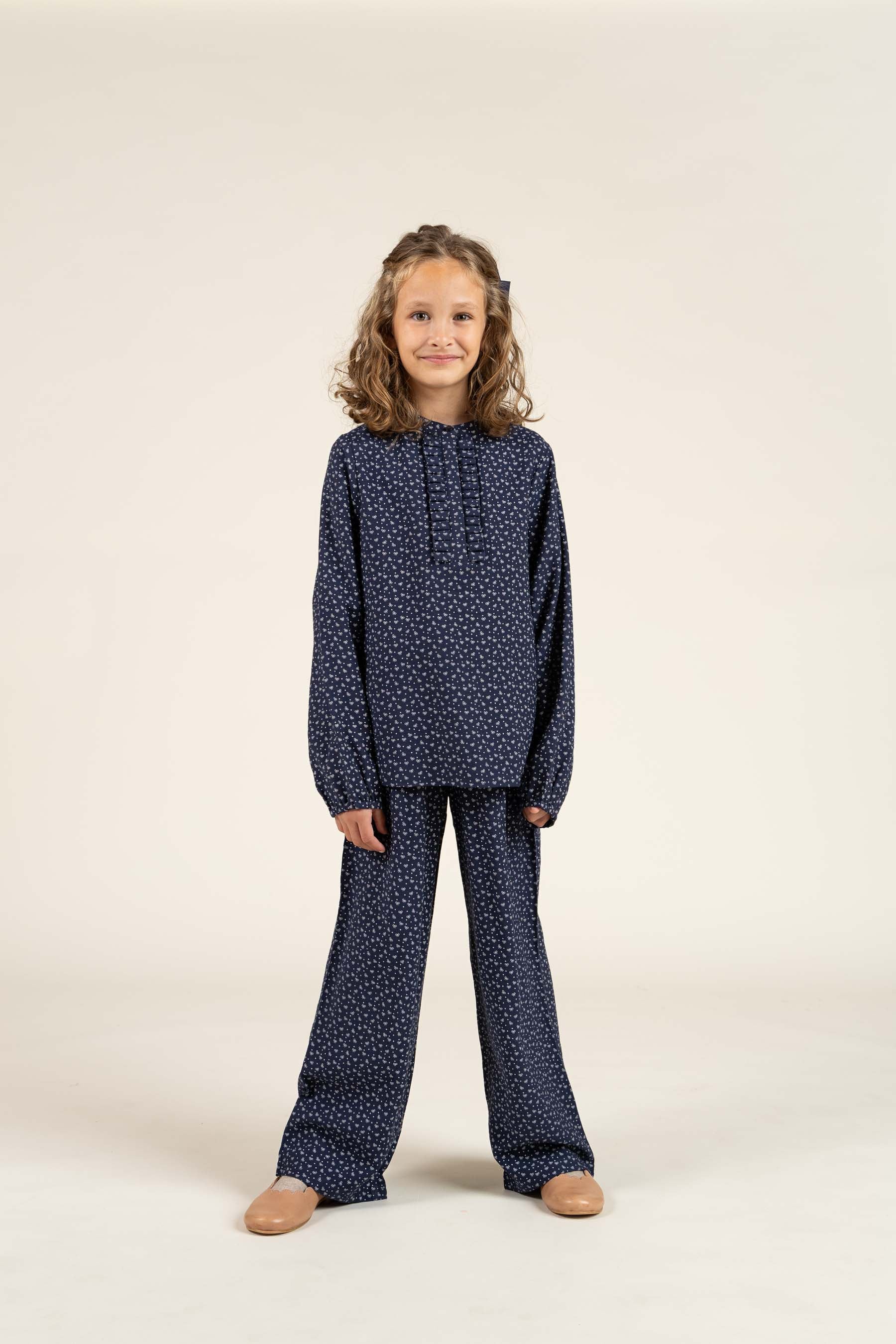 Bukser i Printet Crepe-viscose - Tween - Navy | 100660 Ana