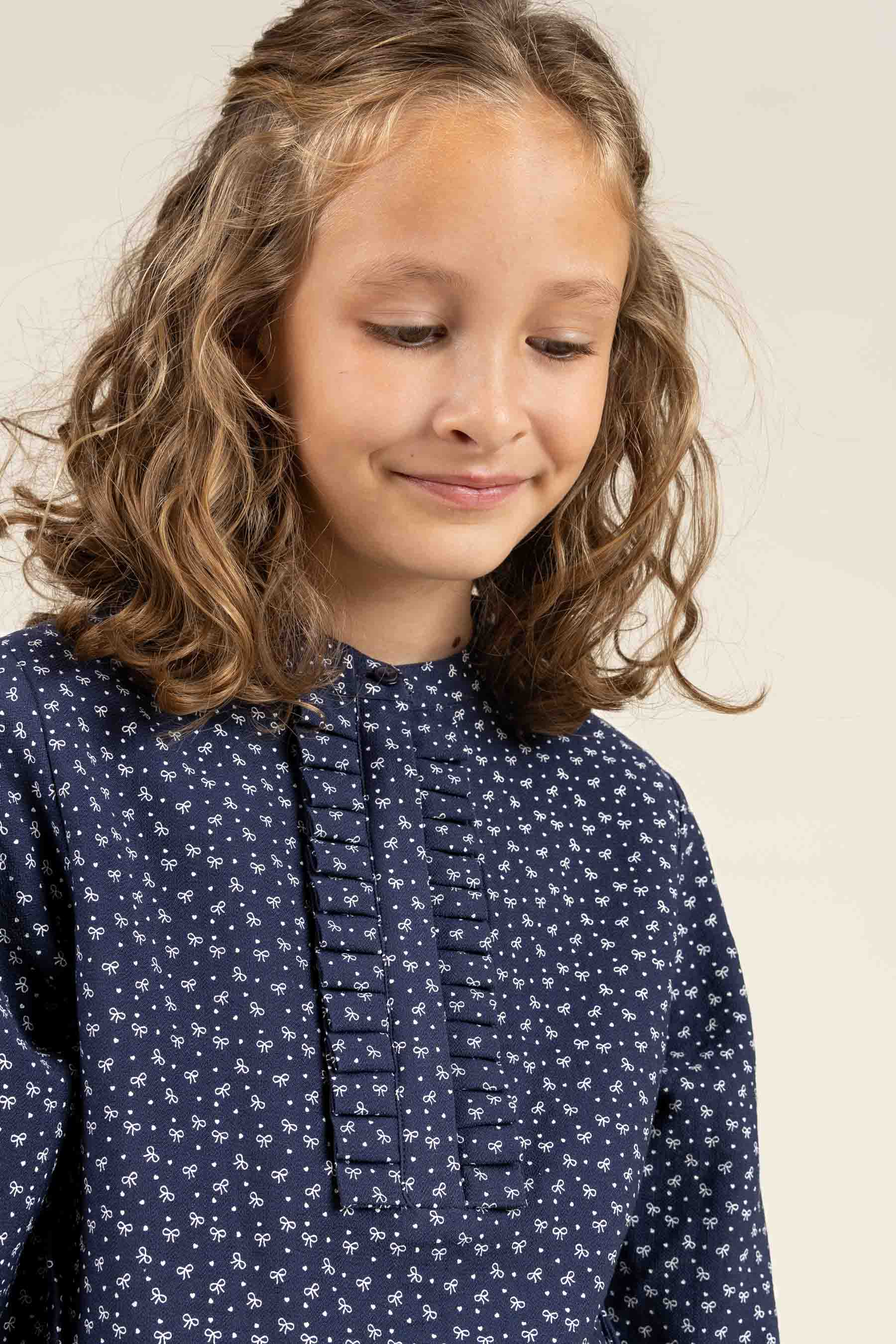Skjorte i Printet Crepe-viscose - Tween - Navy | 100658 Ana