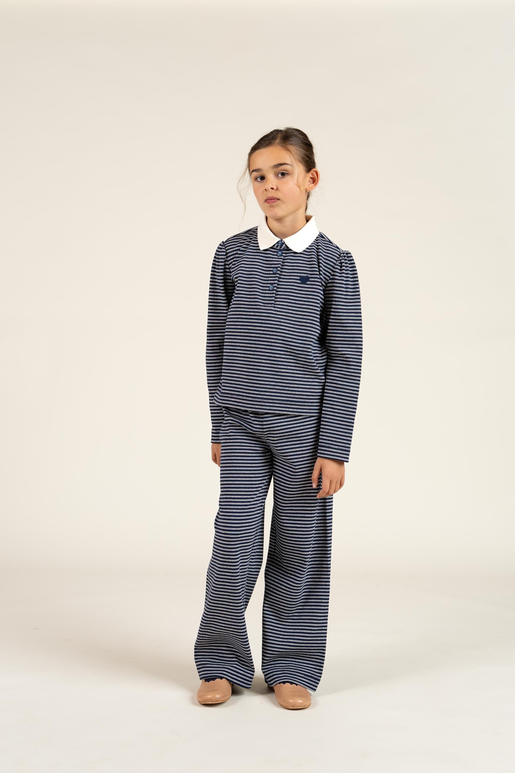 Stribede Jersey Bukser - Tween - Navy Stripe | 100649 Elise