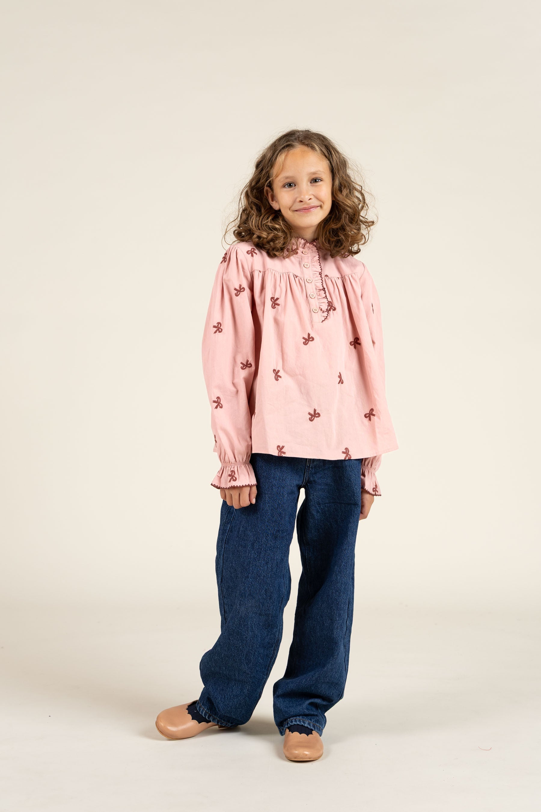 Poplin-bluse med broderi - Tween - Rose | 100678 Adison