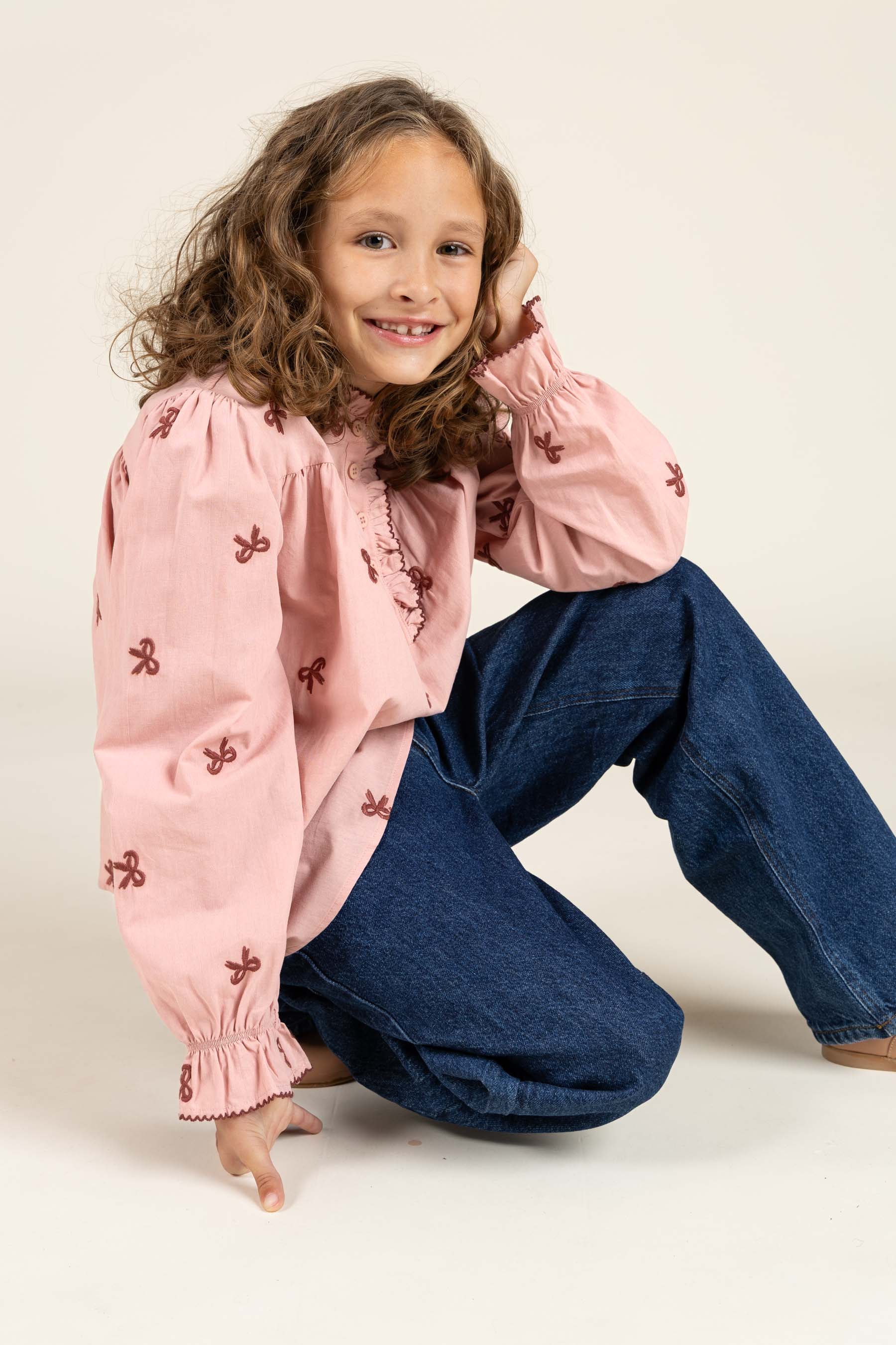 Poplin-bluse med broderi - Tween - Rose | 100678 Adison