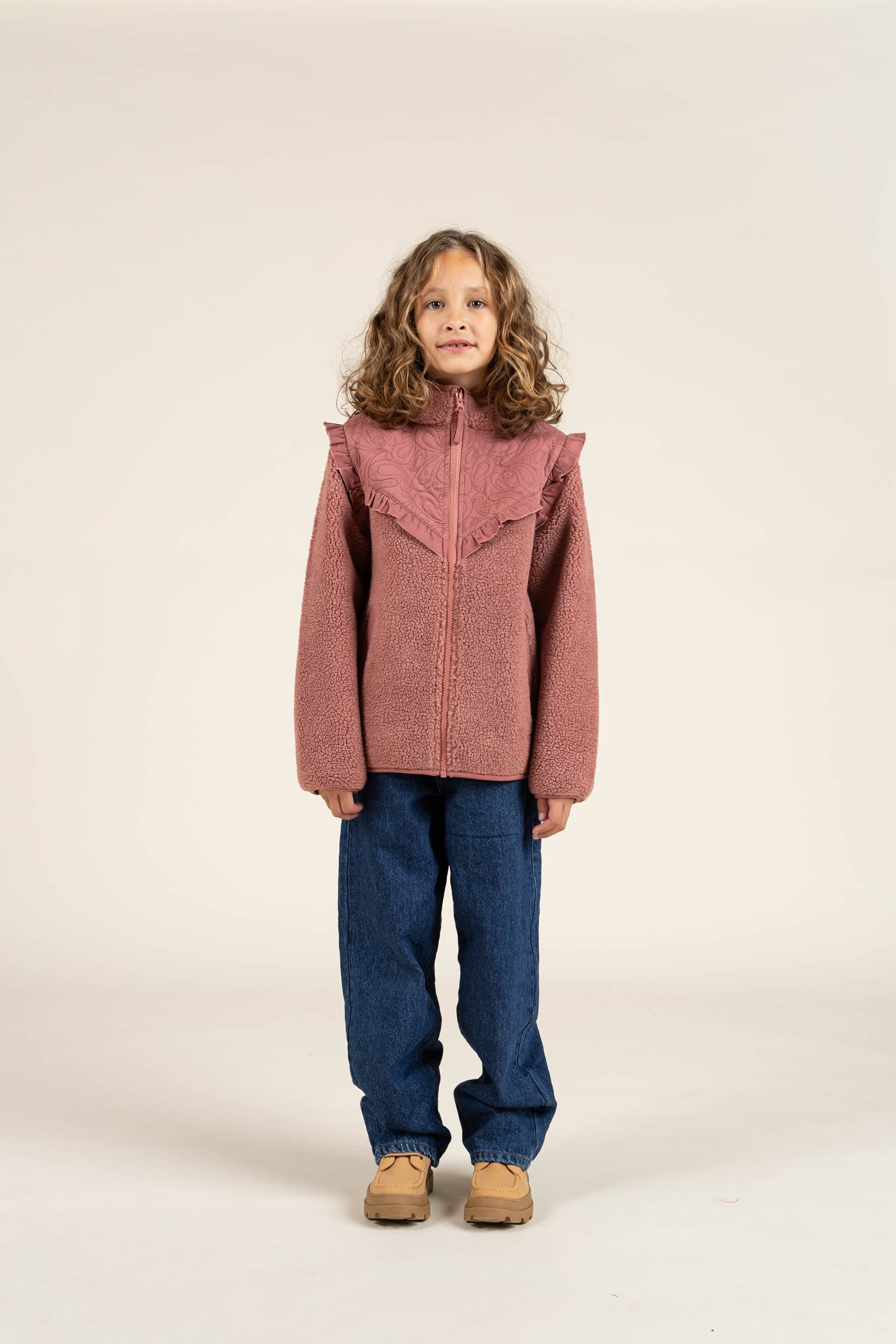 Teddyjakke med lynlås og flæser - Tween - Old Rose | 100637 Madison