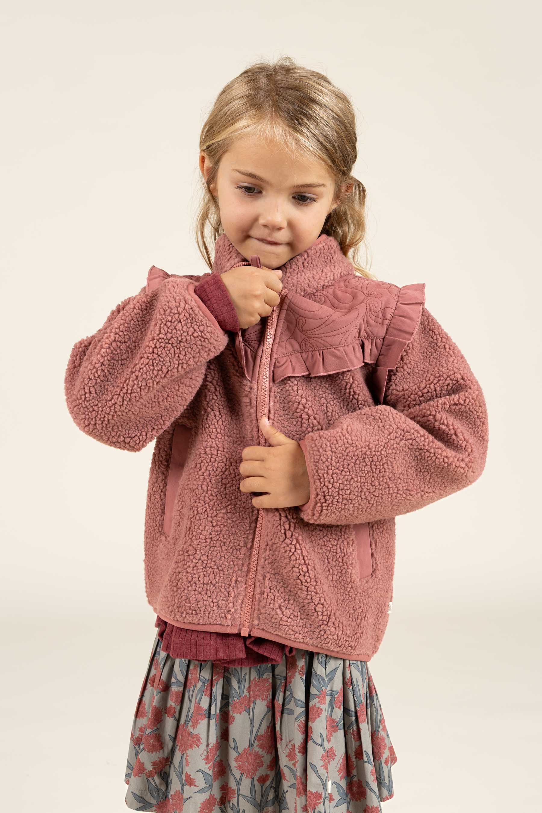 Teddyjakke med lynlås og flæser - Kids - Old Rose | 100636 Madison