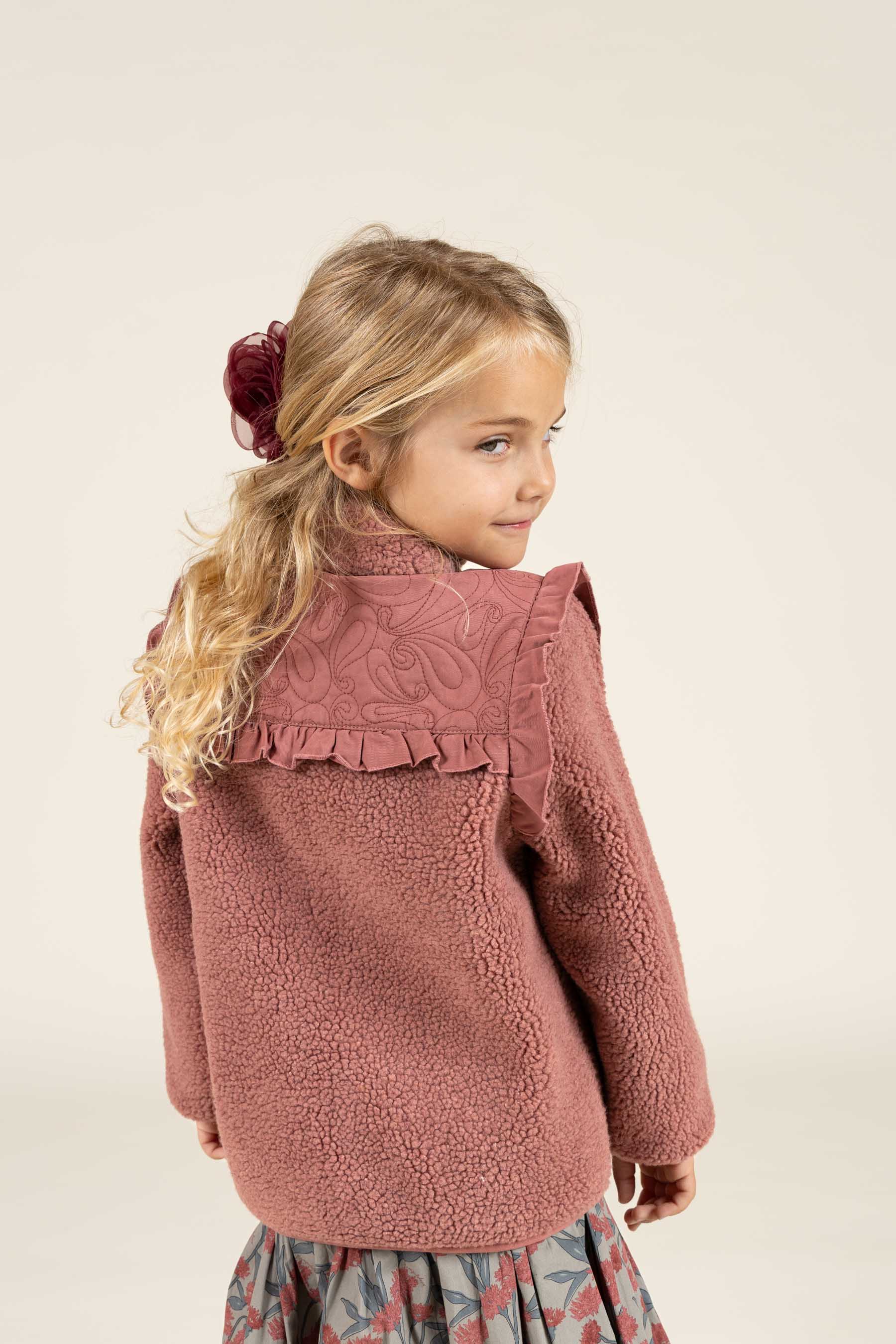 Teddyjakke med lynlås og flæser - Kids - Old Rose | 100636 Madison
