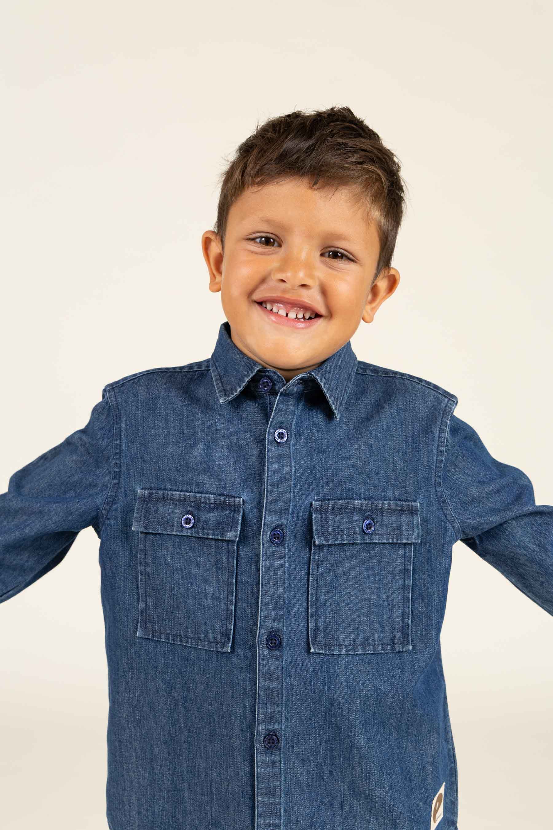 Denimskjorte- Kids - Mørkeblå Denim | 100176 Delhi