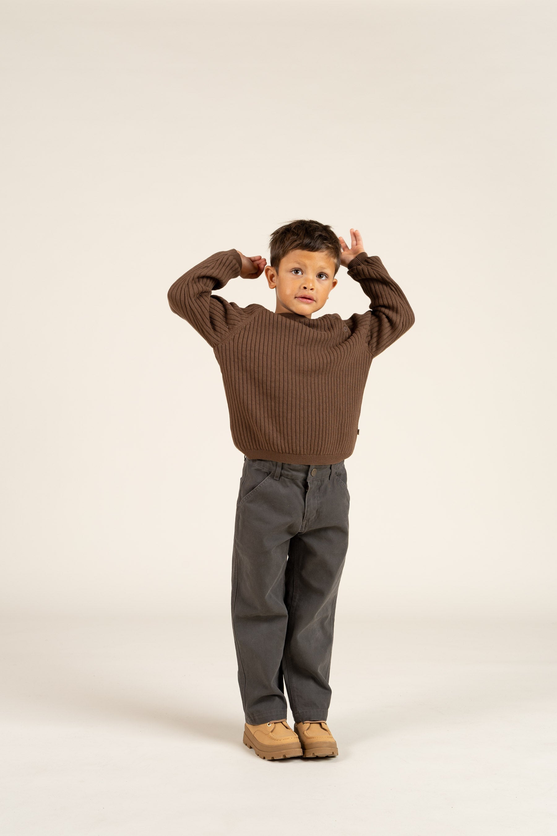 Strikket Bomuldssweater - Kids - Coffee | 100691 Jett