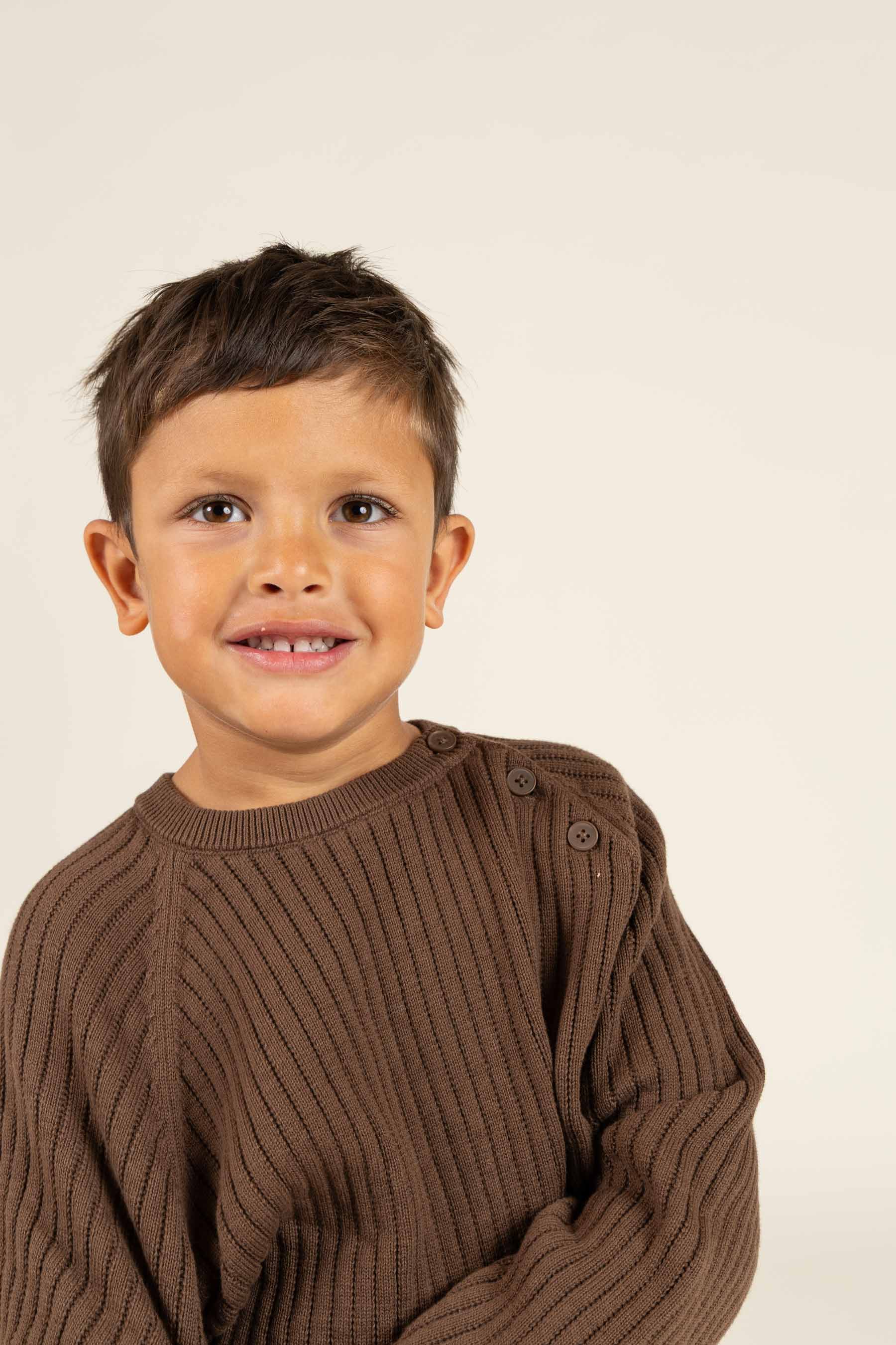 Strikket Bomuldssweater - Kids - Coffee | 100691 Jett