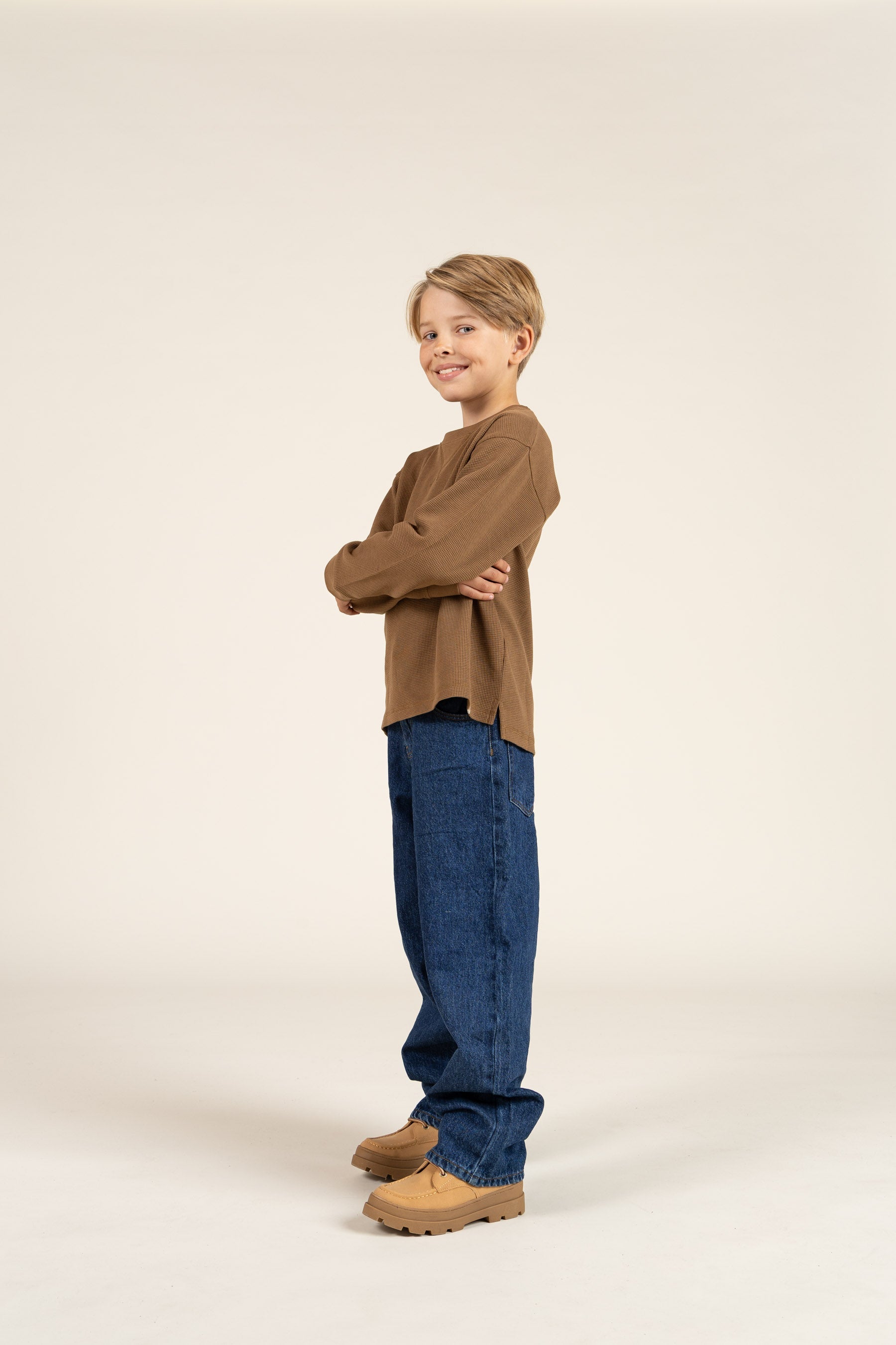 Langærmet T-shirt med struktur - Tween - Coffee | 100706 Malthe