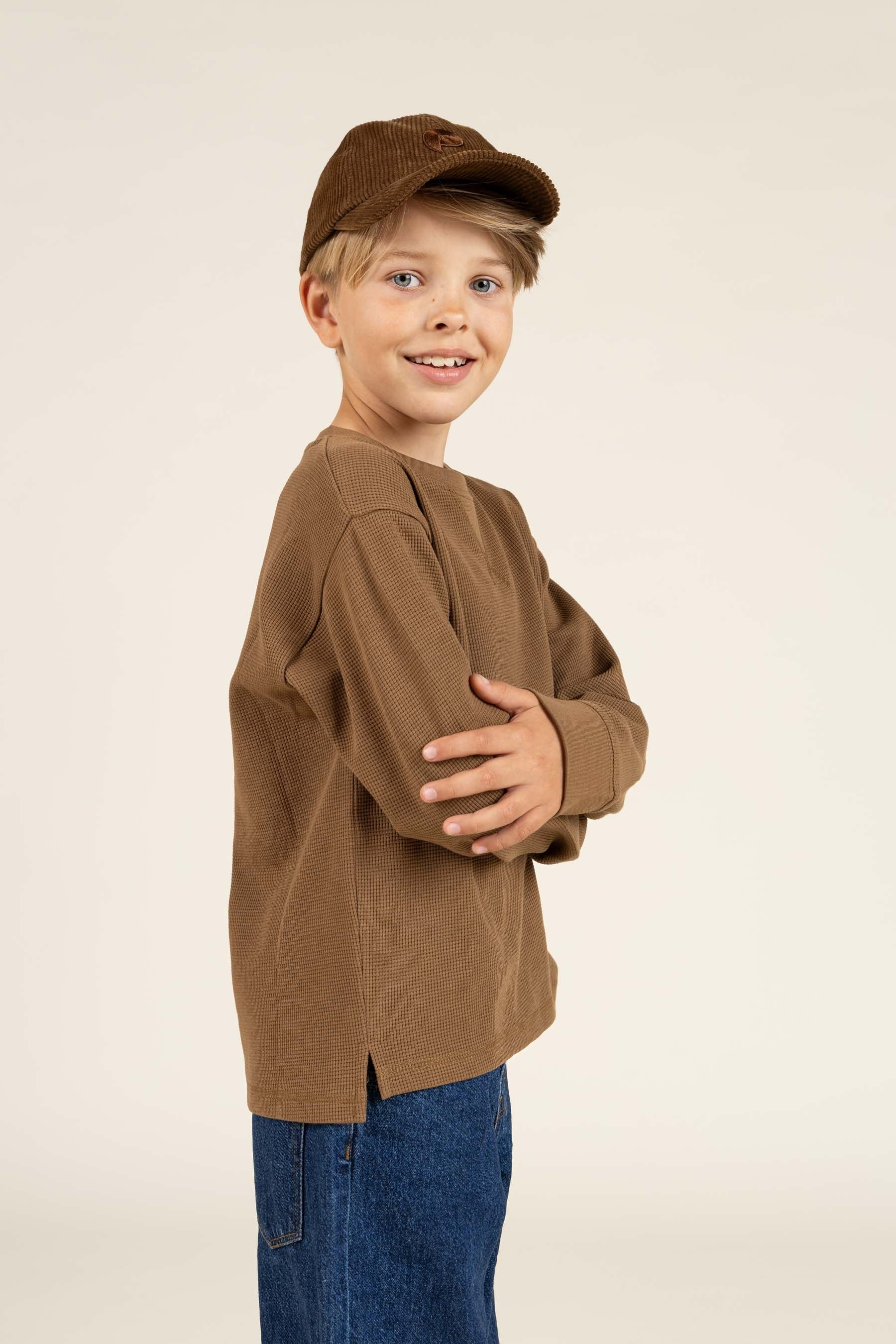 Langærmet T-shirt med struktur - Tween - Coffee | 100706 Malthe