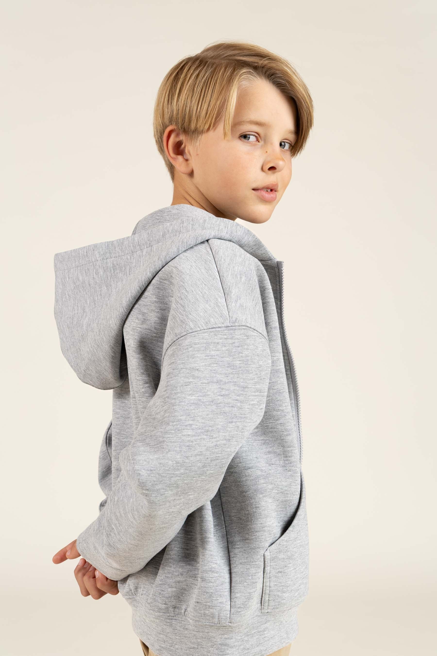 Scuba Hættetrøje med lynlås - Tween - Grey Melange | 100641 Liam