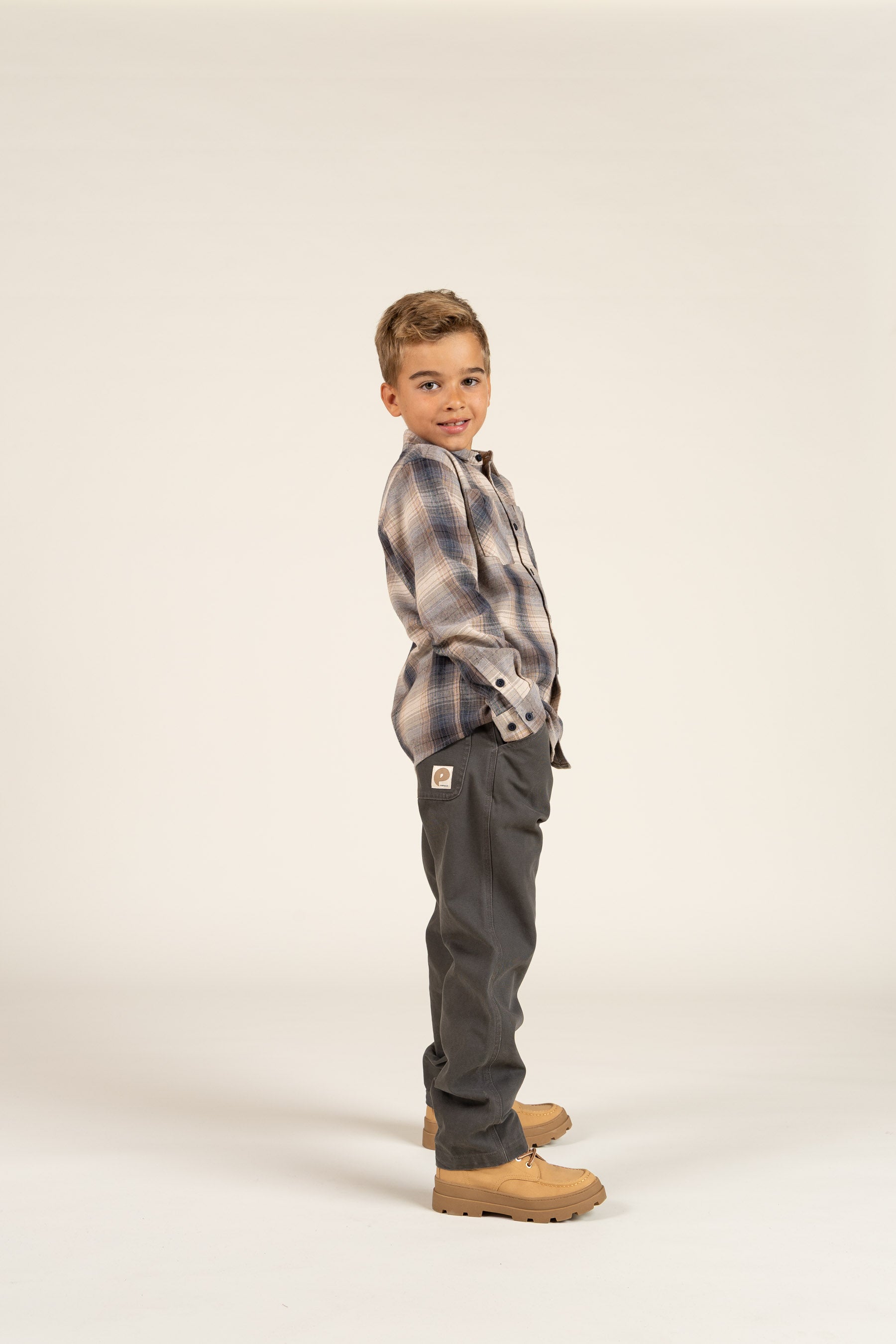 Ternet flannelskjorte - Tween - Brown Navy Check | 100527 Henry