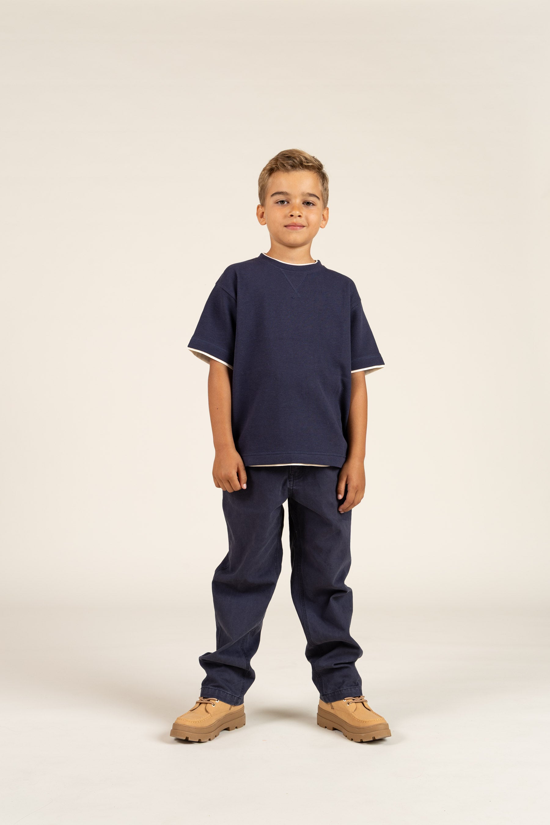 Kortærmet T-shirt med struktur - Tween - Navy | 100710 Malthe
