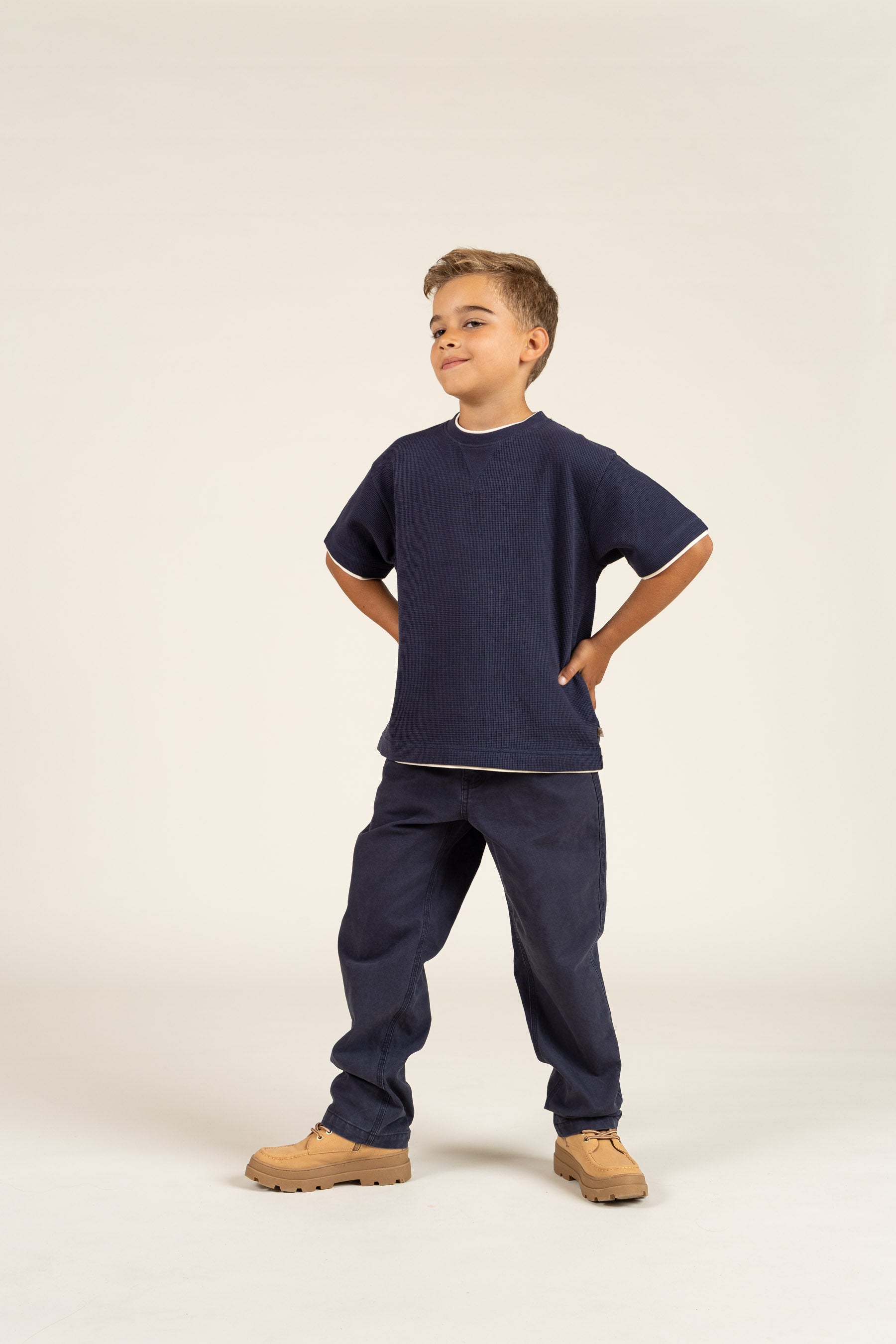 Kortærmet T-shirt med struktur - Tween - Navy | 100710 Malthe