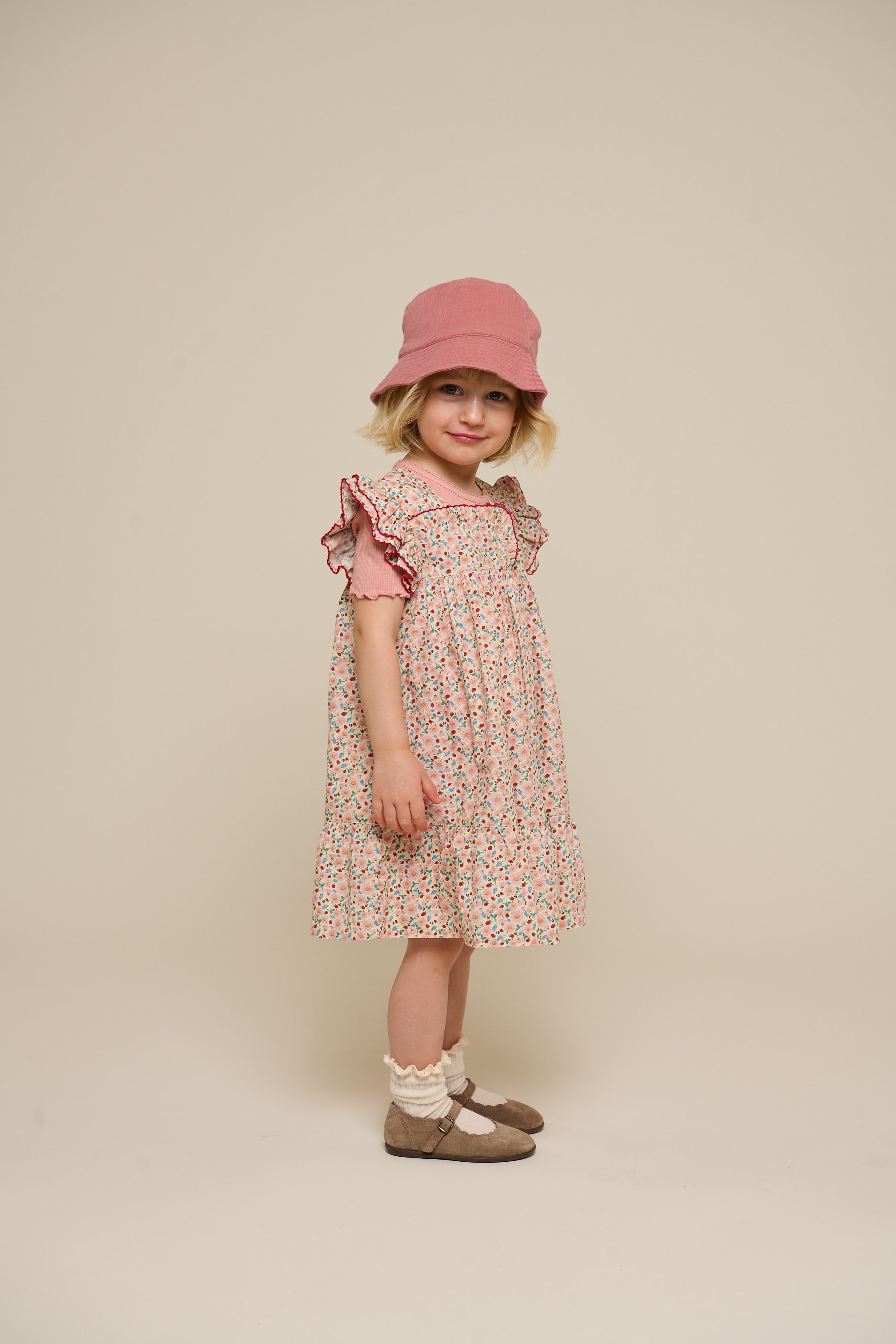 Blomstret poplinkjole - Kids - Rose | 100960 Poppy