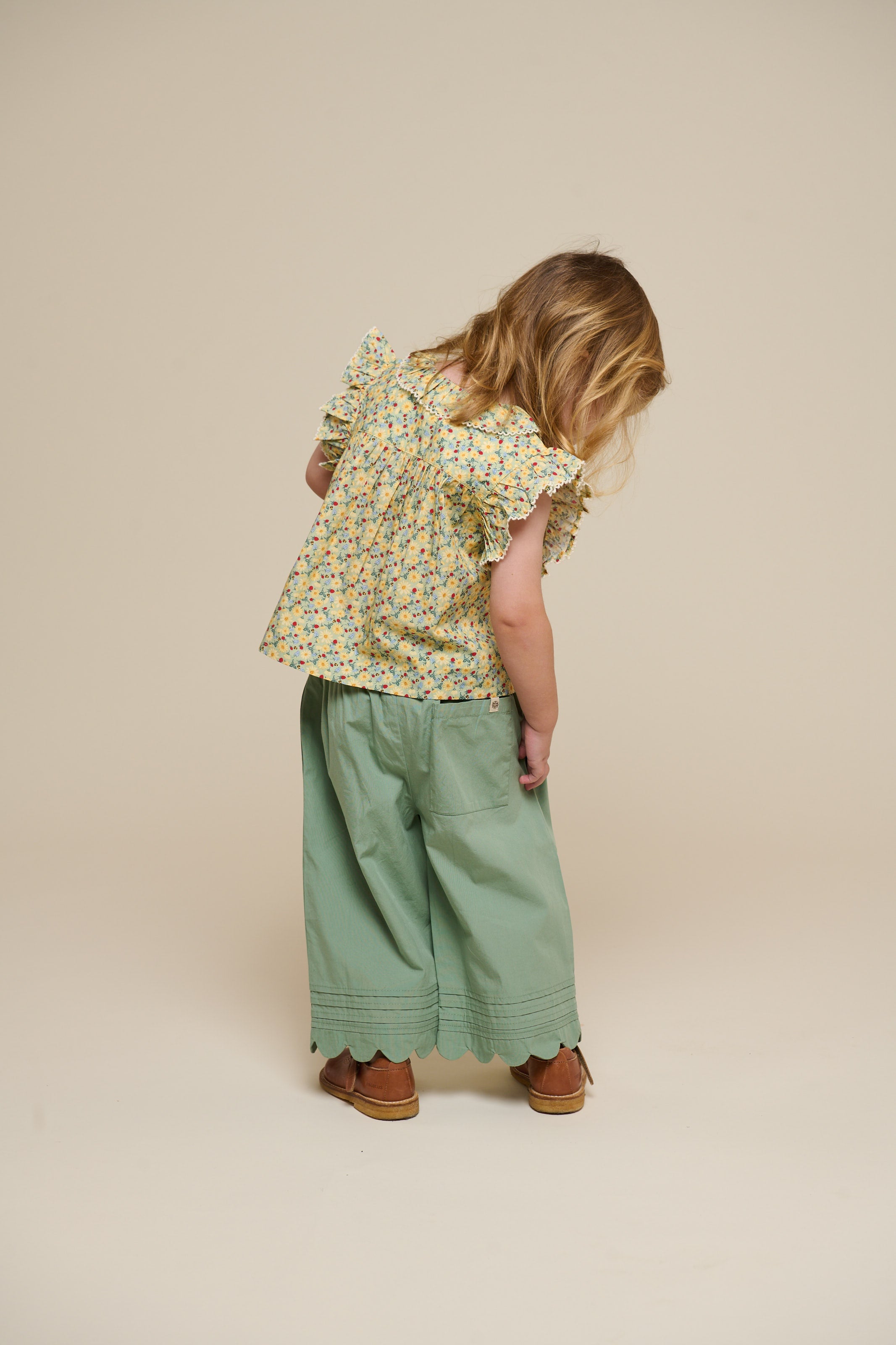 Poplinbukser med muslingekant - Kids - Dusty Green | 101049 Joy