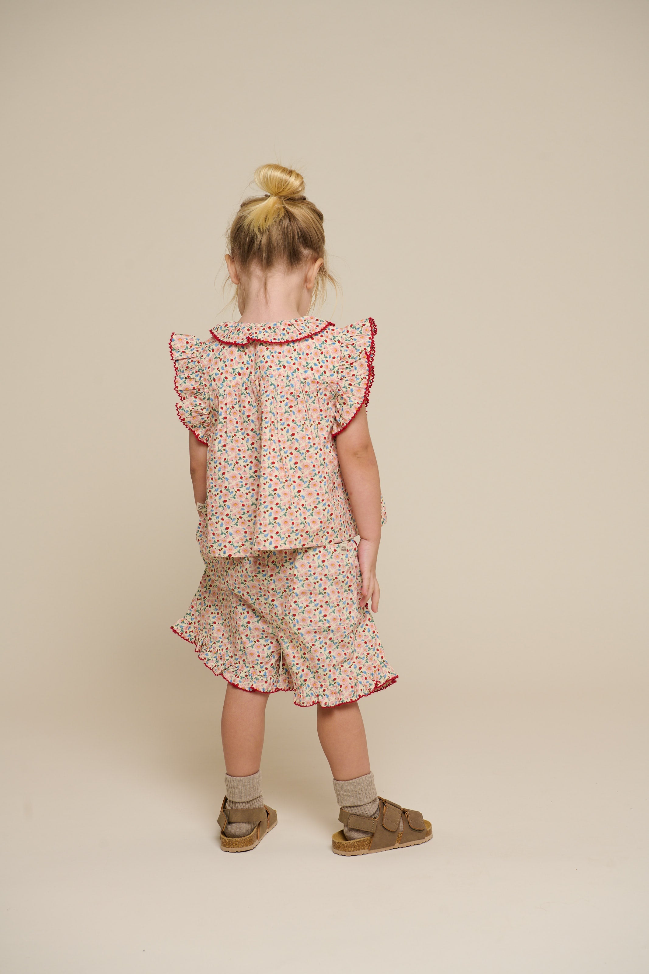 Blomsterprintede poplinshorts - Kids - Rose | 100956 Poppy